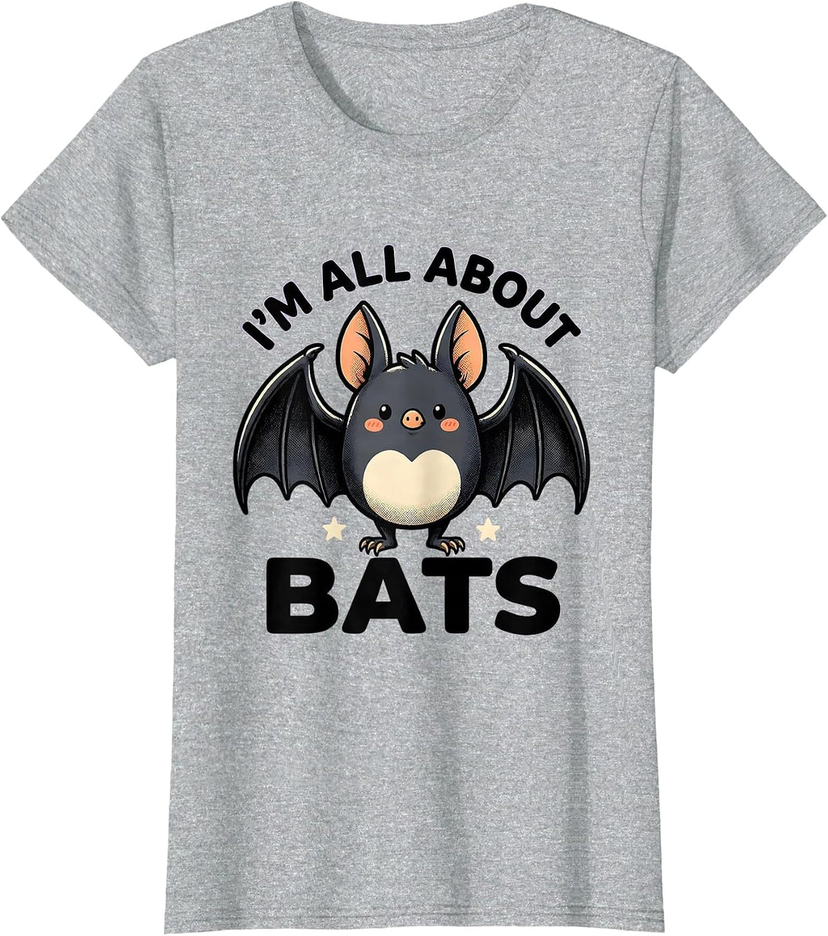 I'm All About Bats Cute Kawaii Bat Lover Wildlife T-Shirt - Heather Grey