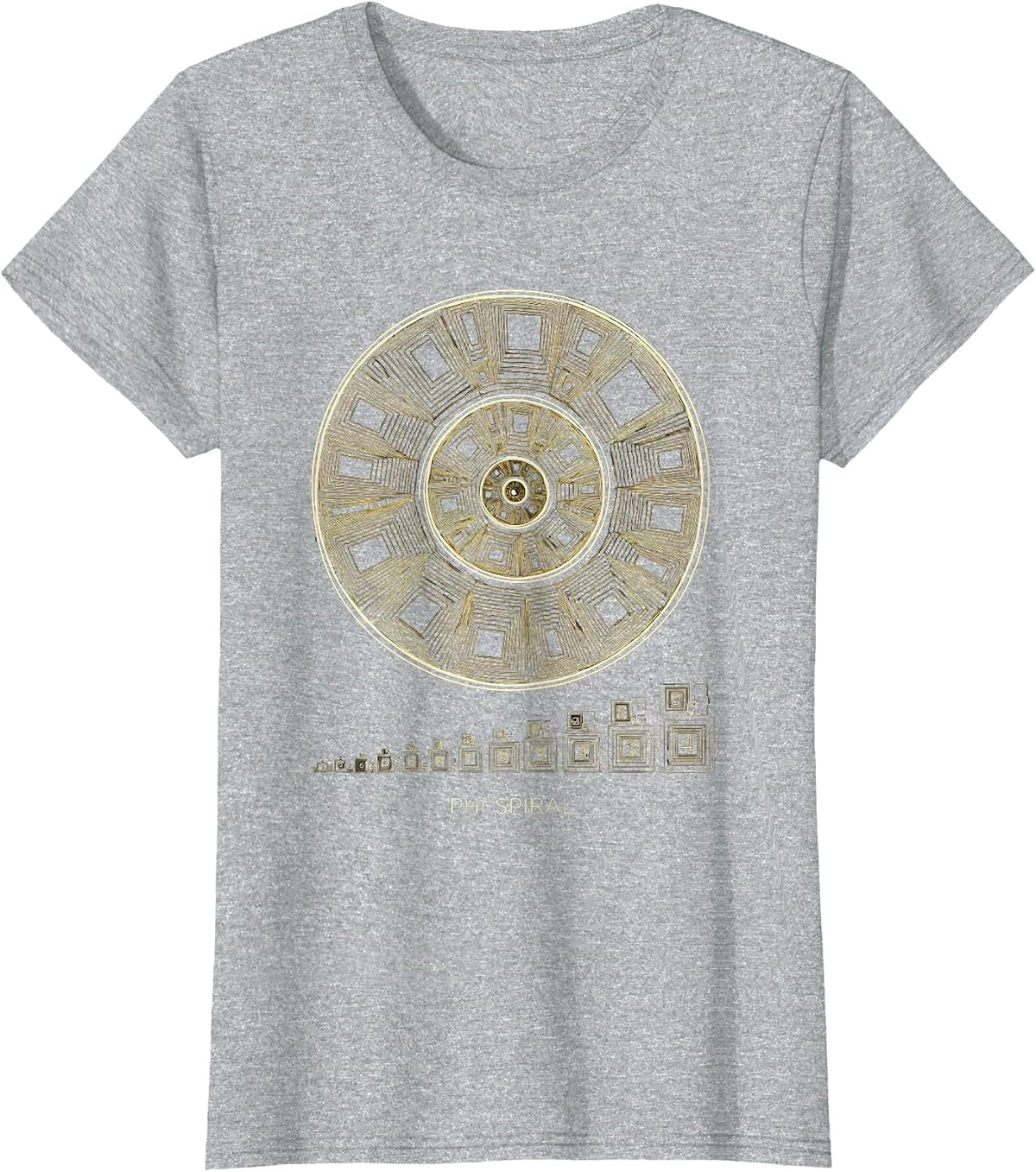 Women's Phi Spiral Geometric Math Sacred Geometry Enthusiast T-Shirt - Heather Grey