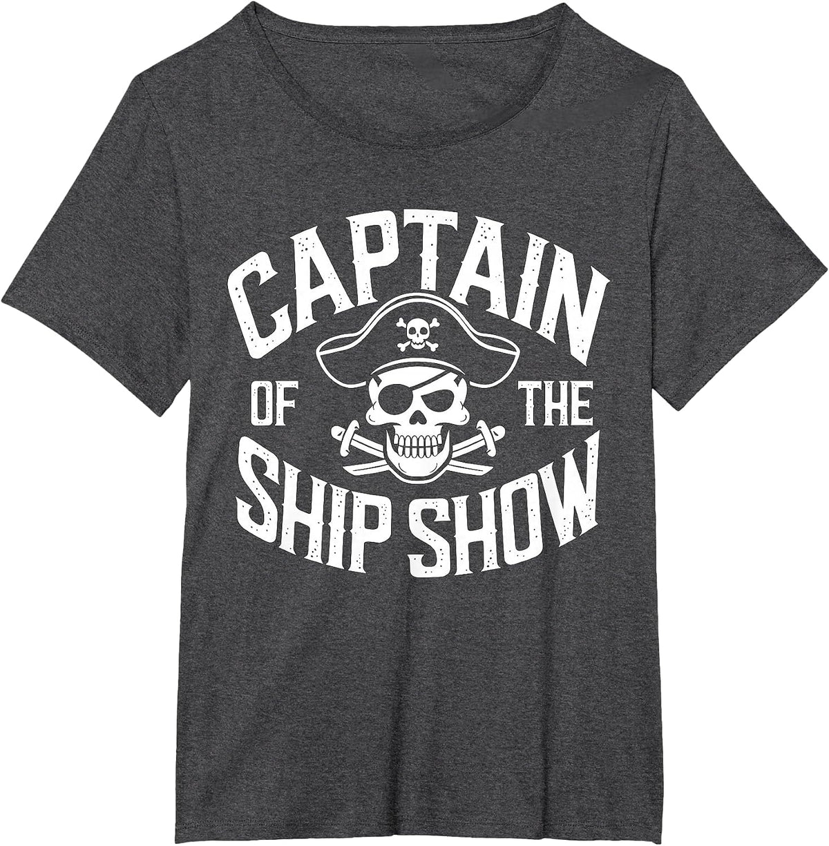 Captain of the Ship Show Pontoon Boat T-Shirt - Dark Heather Grey