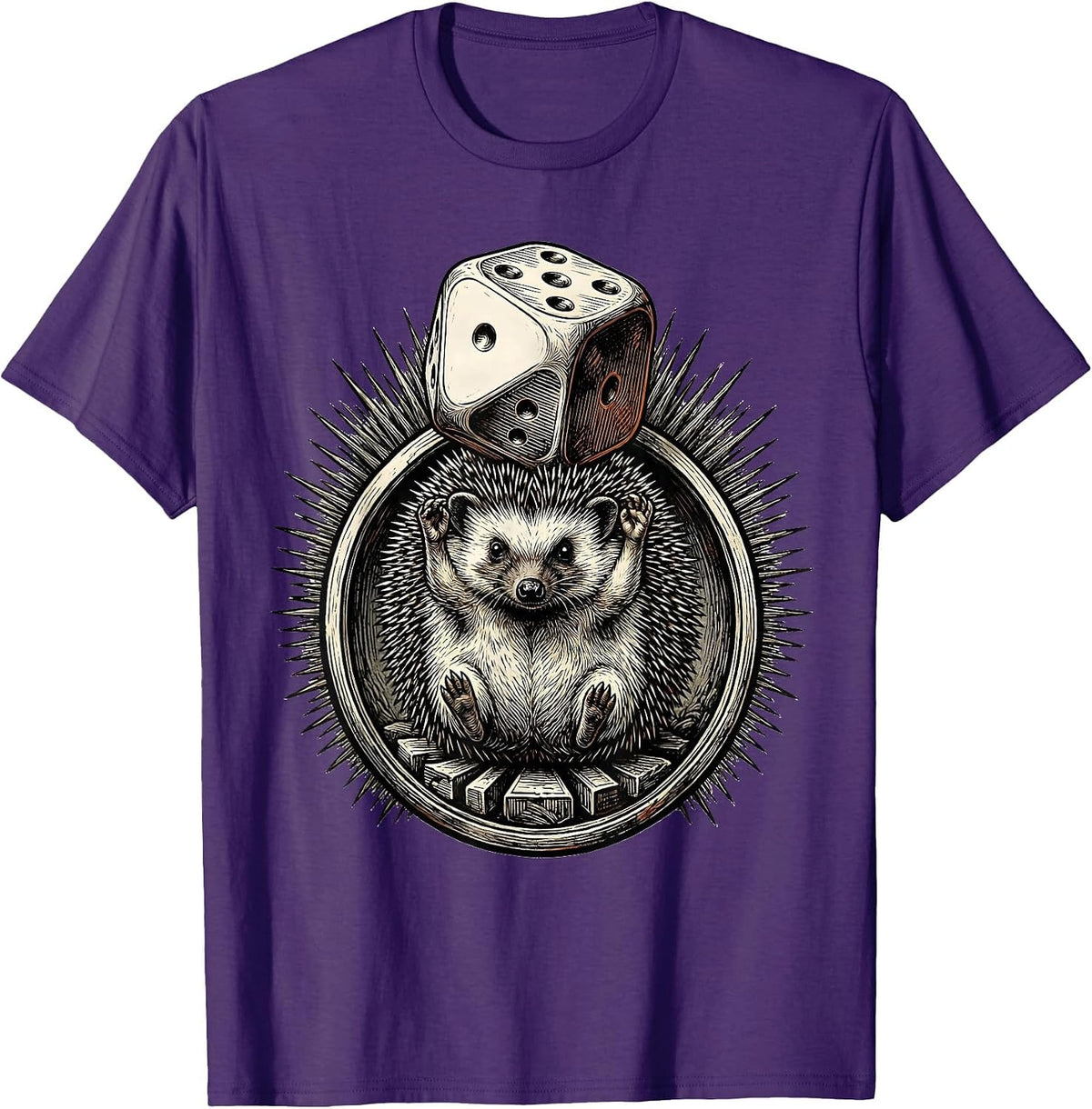 Hatched Hedgehog Die Herald Autism Meme Humor T-Shirt - Purple