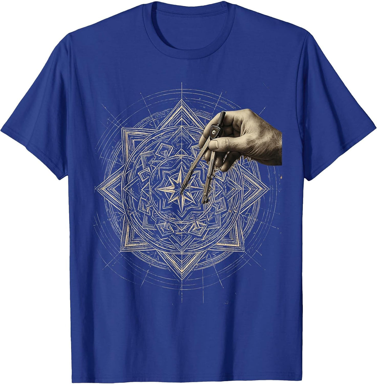Math Teacher Geometric Mandala Art Design T-Shirt - Royal Blue