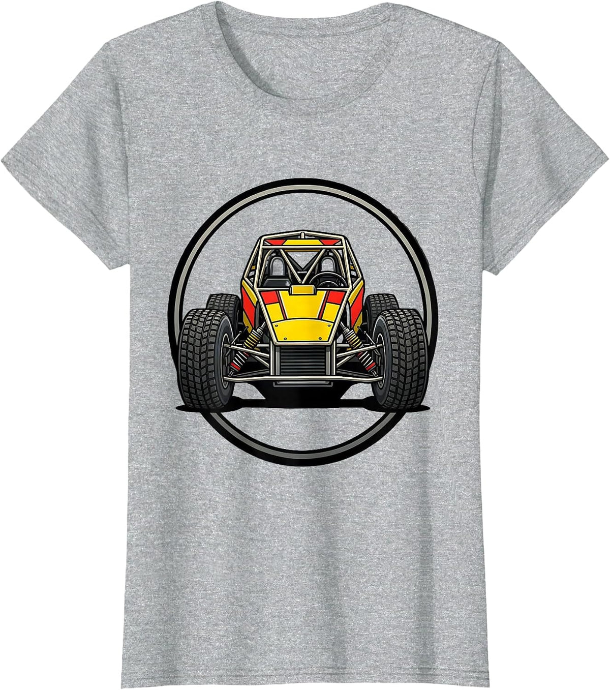 Women's Dirt Track Sprint Car Racing Enthusiast Patriotic Hobbyist T-Shirt - Heather Grey