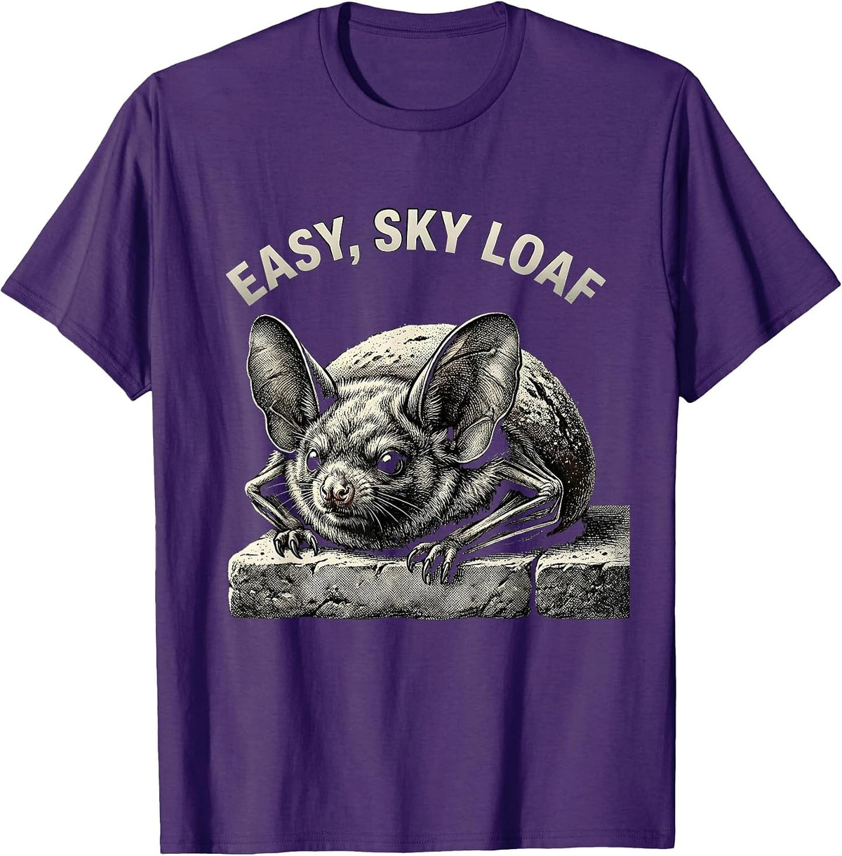 Men's Easy Sky Loaf Funny Bat Lover Novelty Humor Bat Enthusiast T-Shirt - Purple