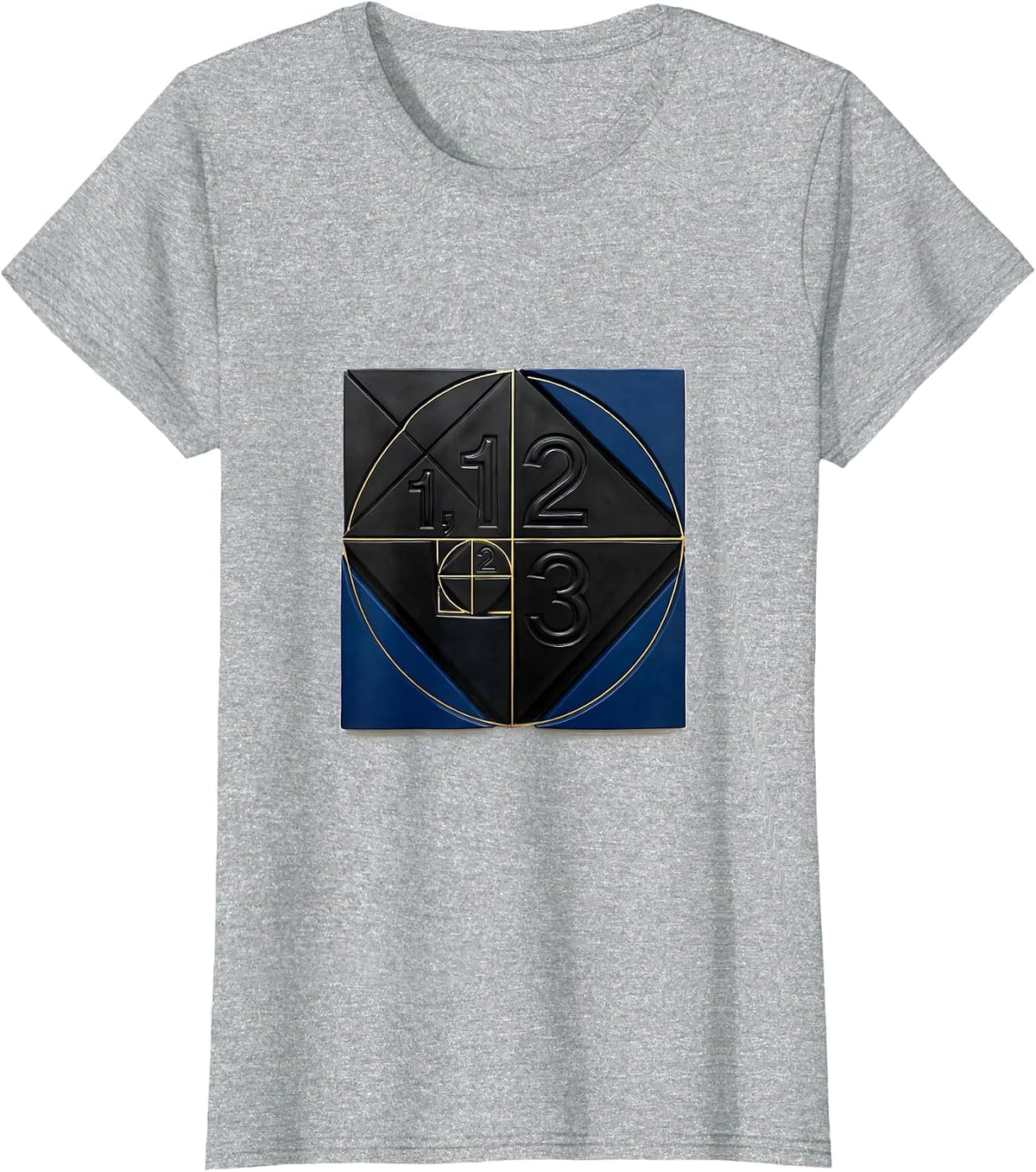 1, 1, 2, 3 Geometric Sacred Geometry Fibonacci Spiral Math T-Shirt - Heather Grey