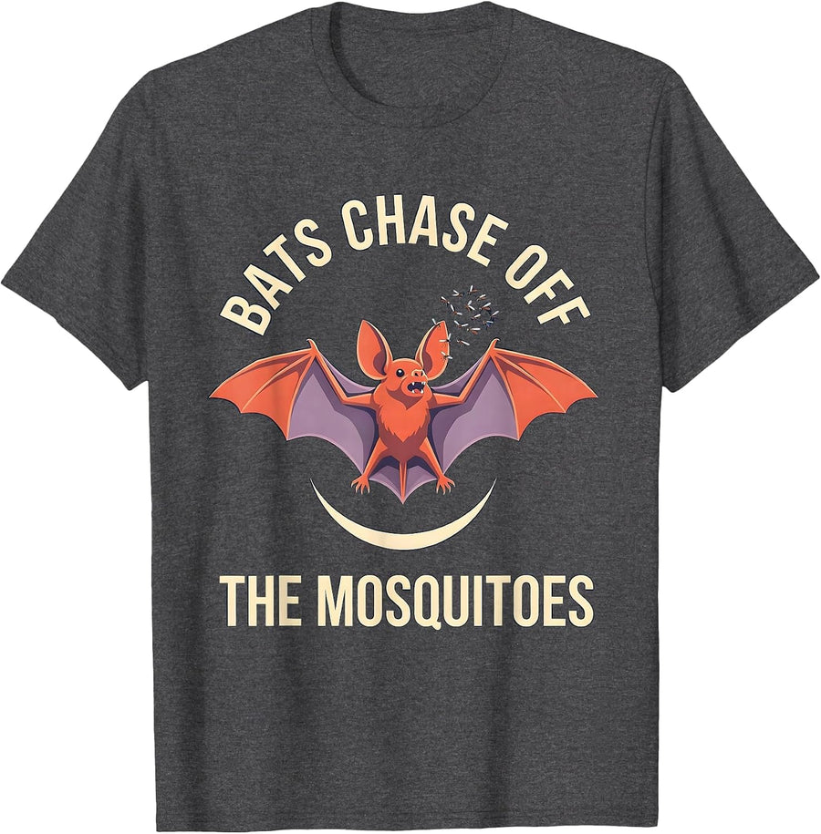 Men's Bats Chase Off The Mosquitoes Funny Bat Lover Halloween T-Shirt - Dark Heather Grey