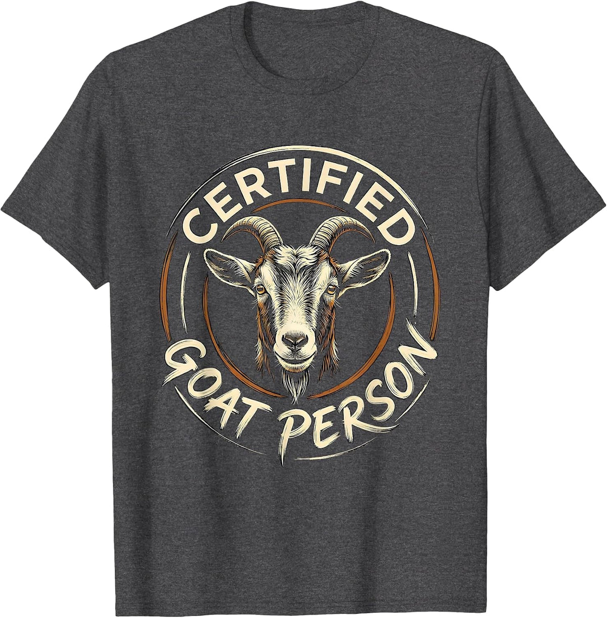 Certified Goat Person Minimalist Line Art Icon Outline Gift T-Shirt - Dark Heather Grey