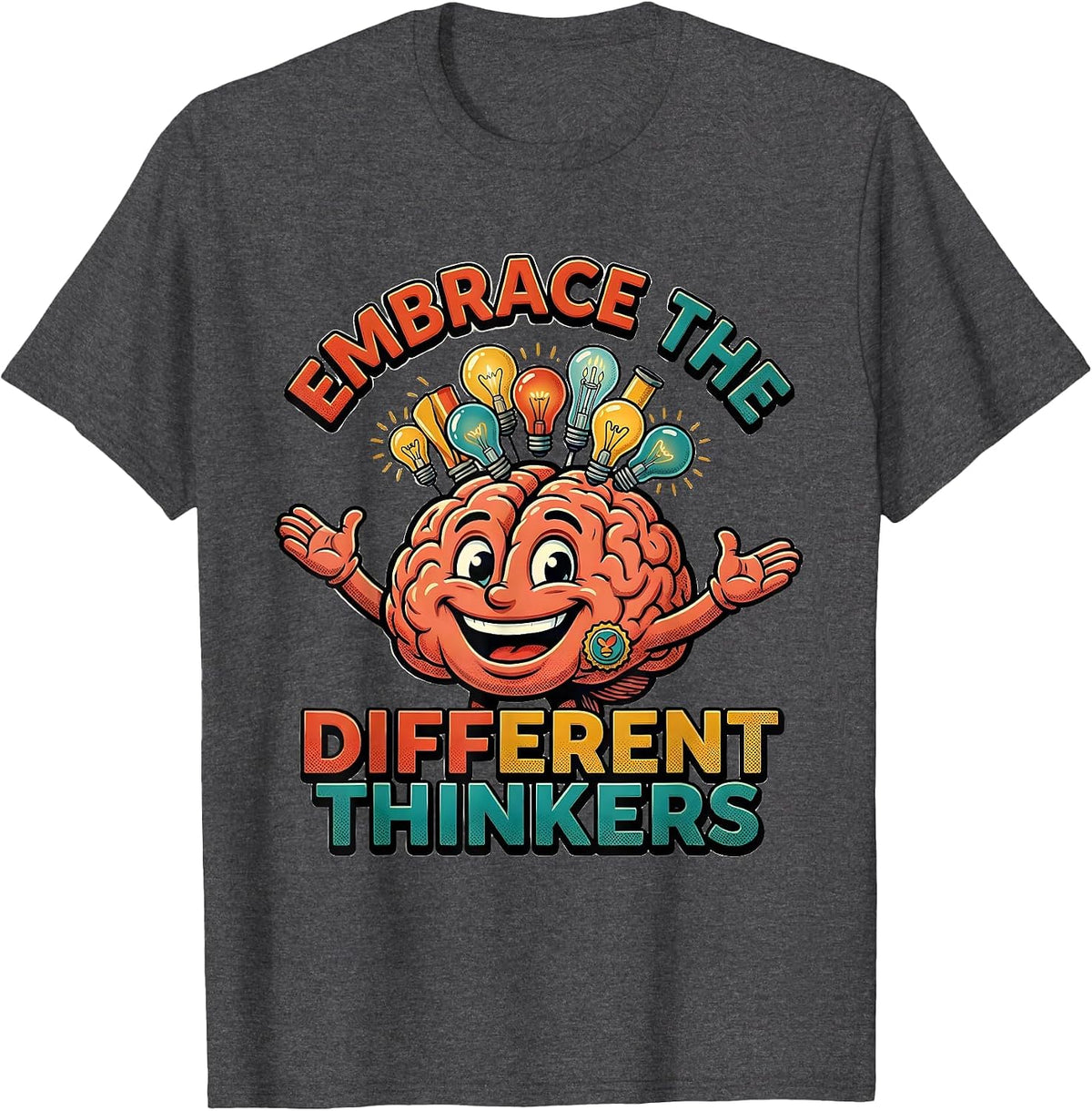 Men's Embrace the Different Thinkers Neurodiversity Design T-Shirt - Dark Heather Grey