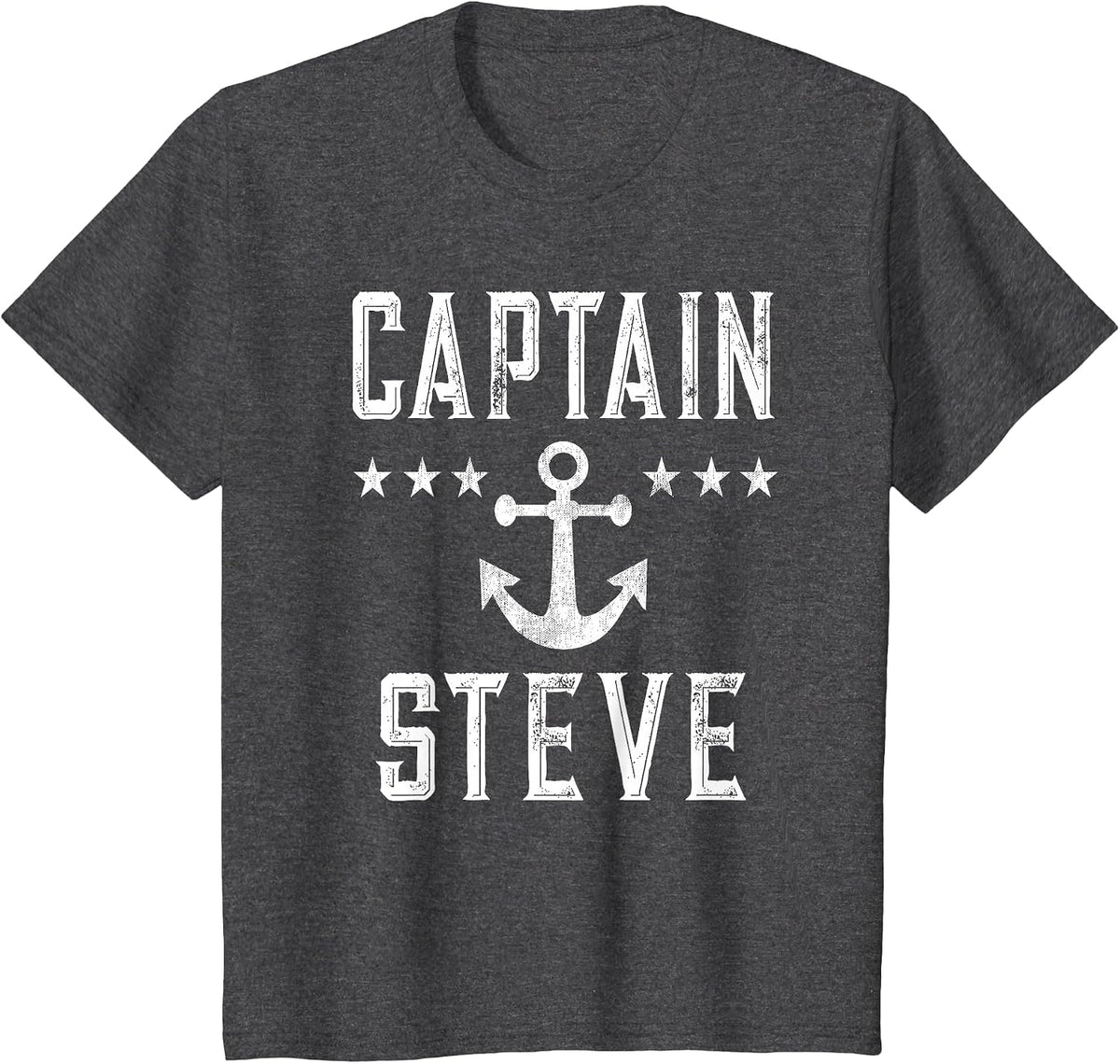 Captain Steve - Personalized Name Boating T-Shirt - Dark Heather Grey
