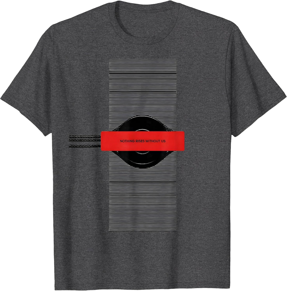 Men's Nothing Rises Without Us Patriotic Mechanic Oilfield Worker T-Shirt - Dark Heather Grey