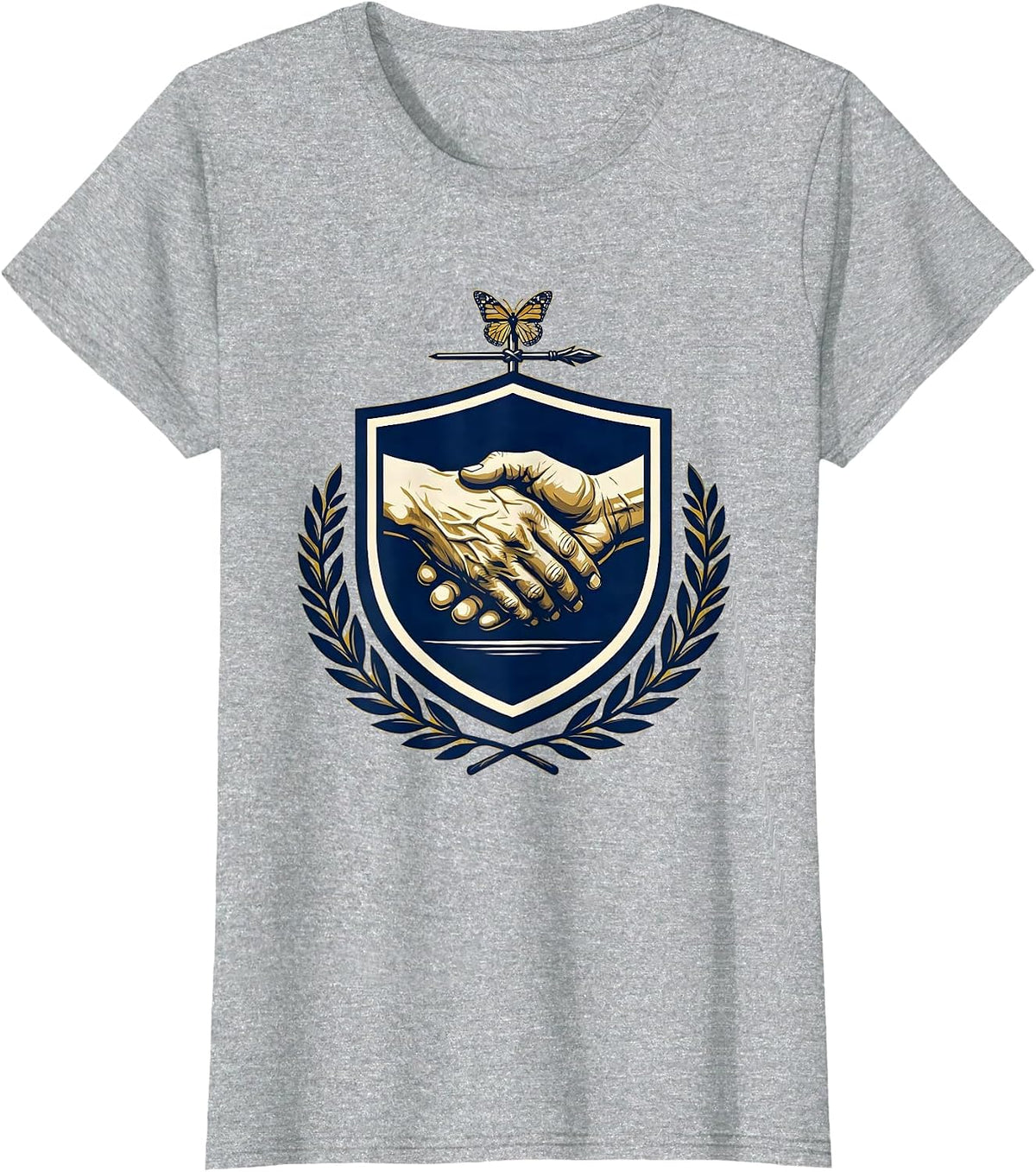 Occupational Therapy Elderly Hand Guidance Illustration T-Shirt - Heather Grey