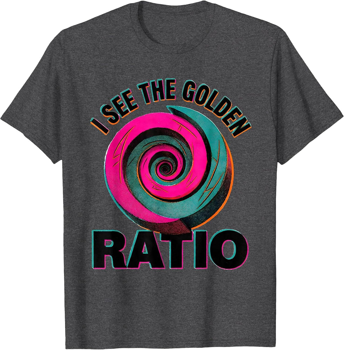 I See The Golden Ratio Risograph Math Geometry Enthusiast T-Shirt - Dark Heather Grey