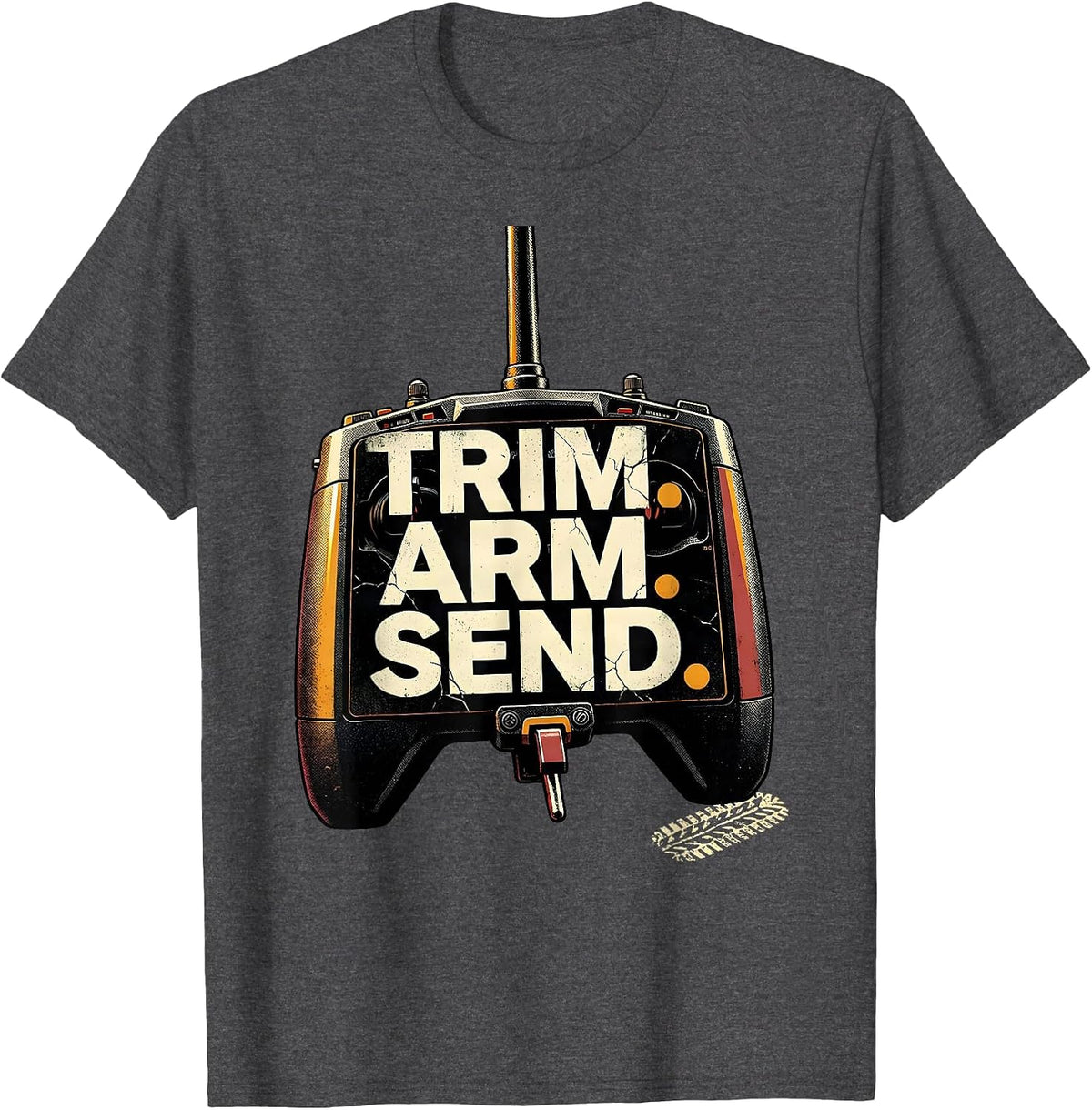 Men's Trim Arm Send Distressed Vintage RC Racing Drag Strip T-Shirt - Dark Heather Grey