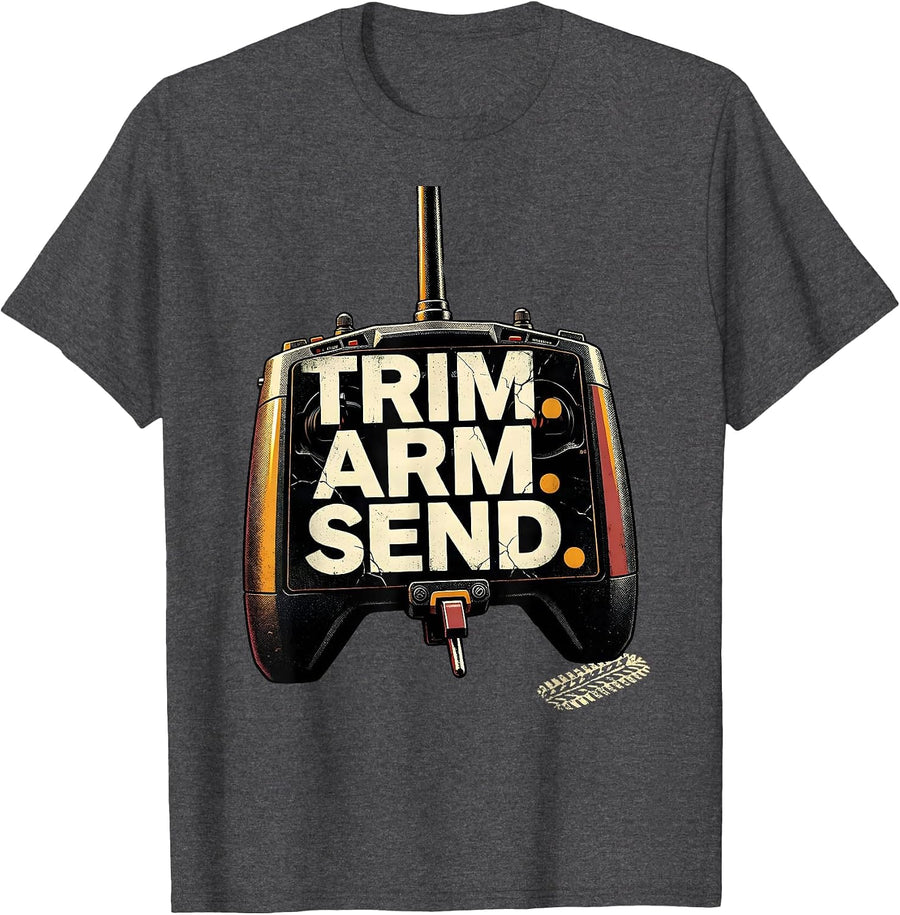 Men's Trim Arm Send Distressed Vintage RC Racing Drag Strip T-Shirt - Dark Heather Grey