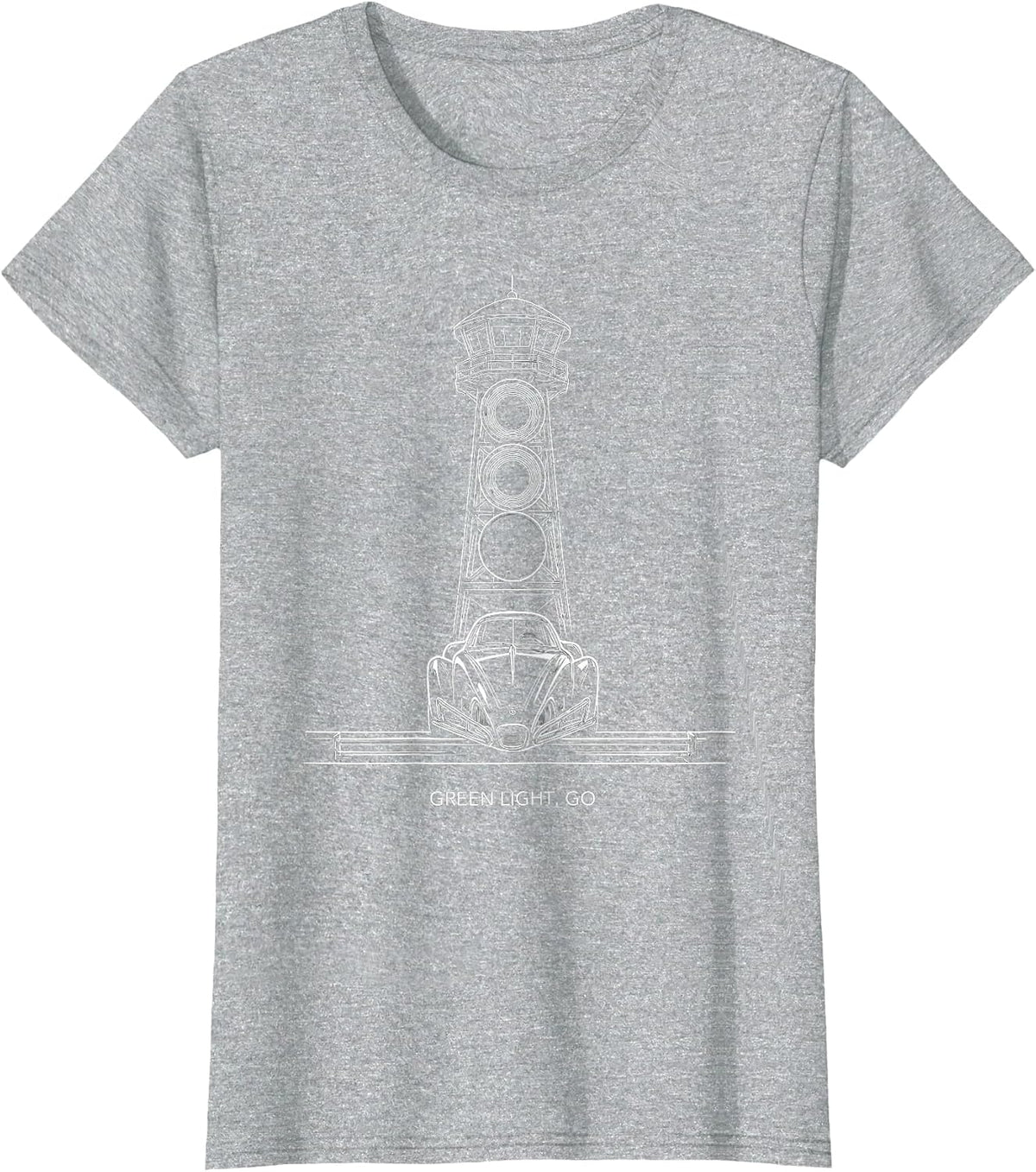 Women's Green Light Go Racing Fan Drag Strip Driver Competitive T-Shirt - Heather Grey
