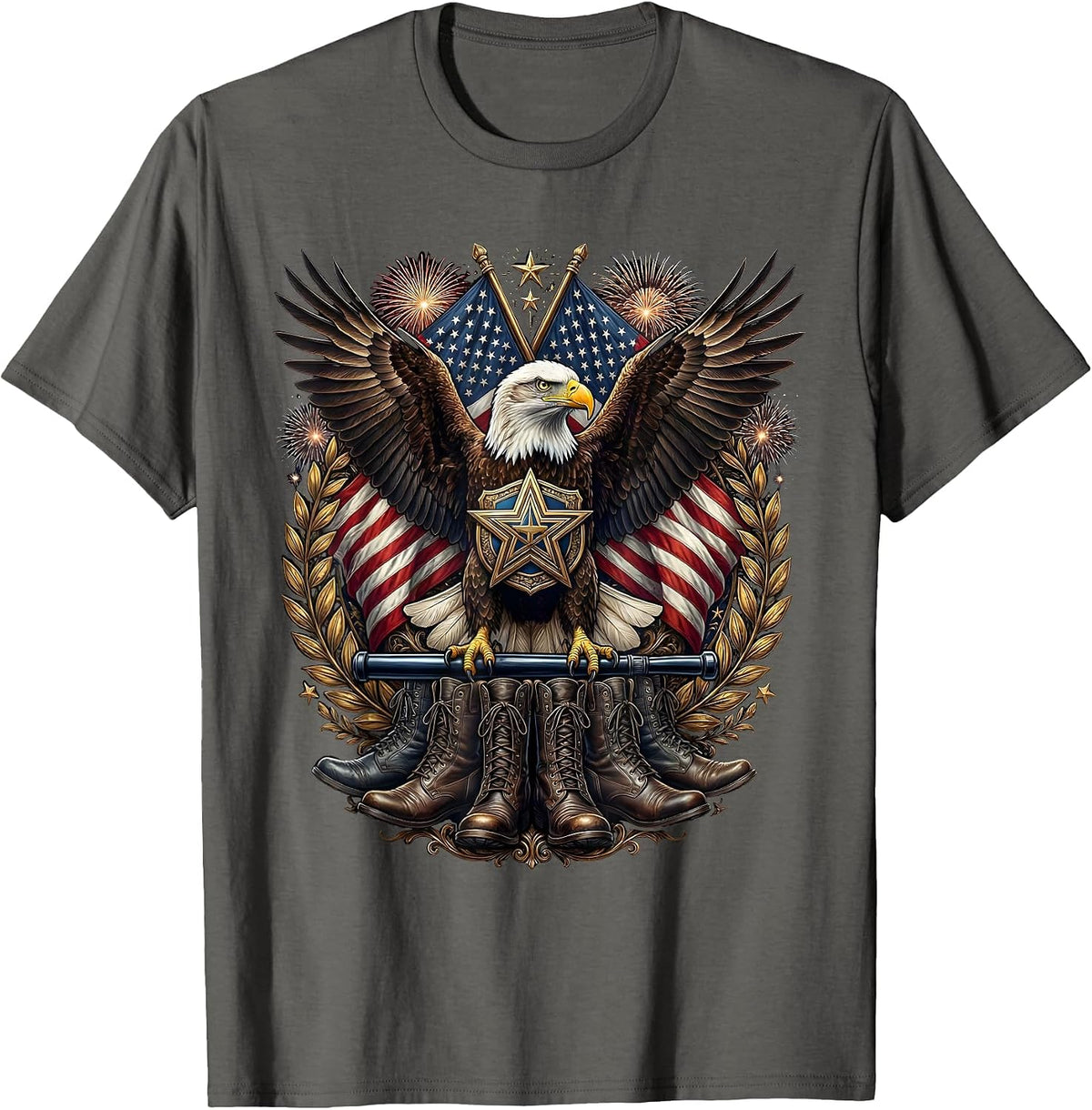 Men's NYPD Boots and Baton Precinct Steps Illustration T-Shirt - Asphalt Grey