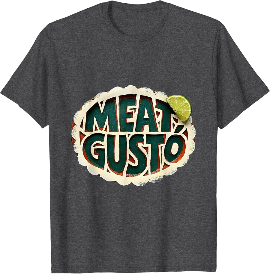 Men's Meat Gustó Funny Spanish Cinco De Mayo Party Humor T-Shirt - Dark Heather Grey