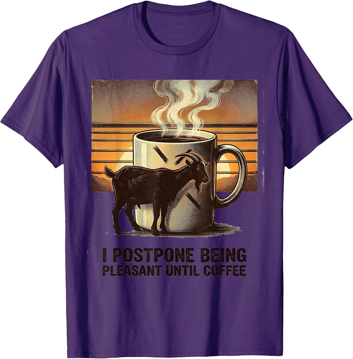 Men's I Postpone Being Pleasant Until Coffee Funny Vintage Coffee T-Shirt - Purple