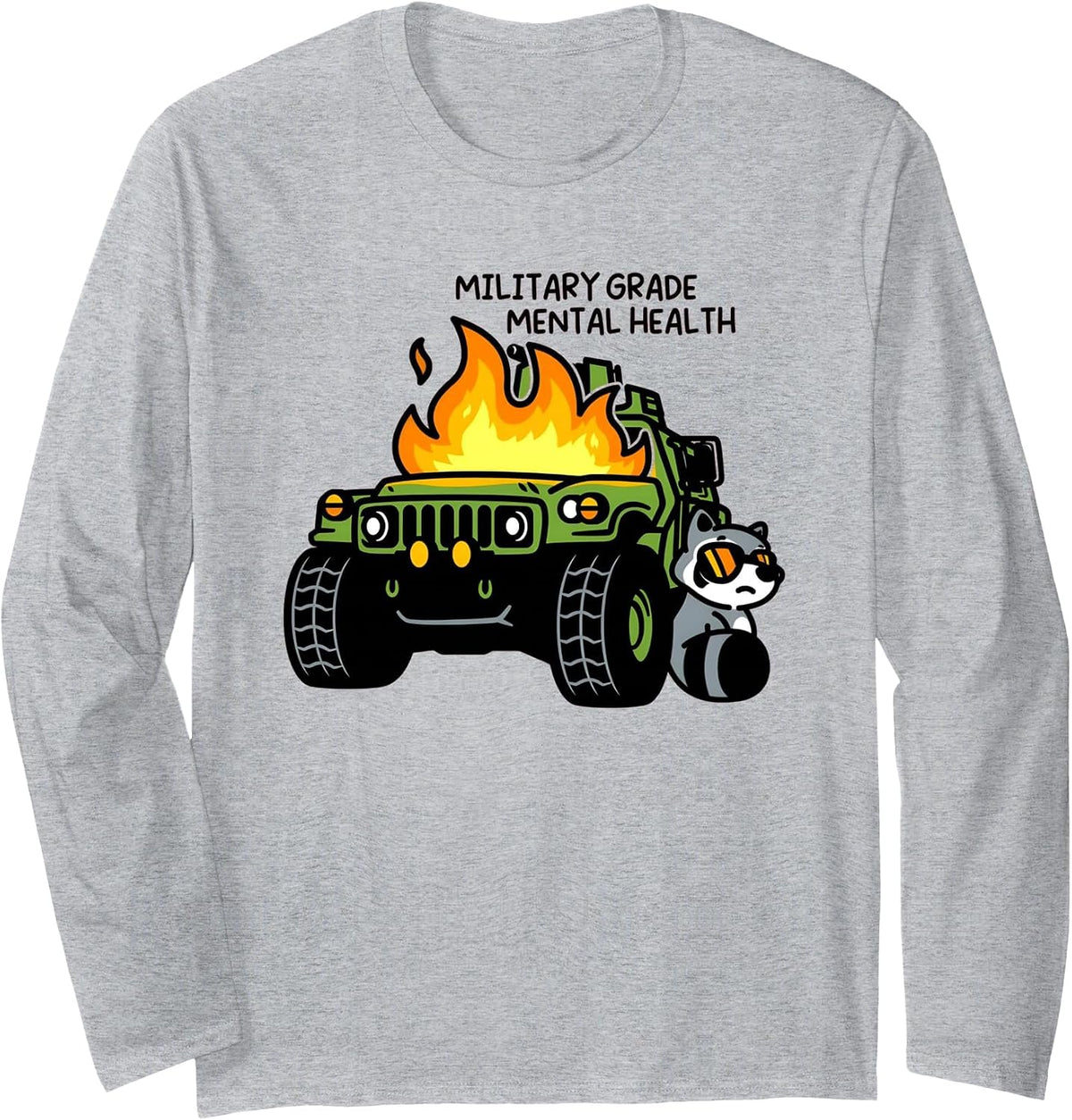 Military Grade Mental Health Long Sleeve T-Shirt - Adult Unisex Heather Grey