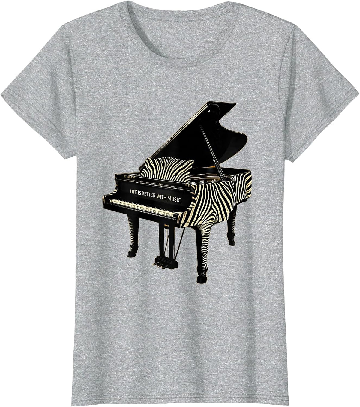 Women's Life Is Better With Music Teacher Design T-Shirt - Heather Grey