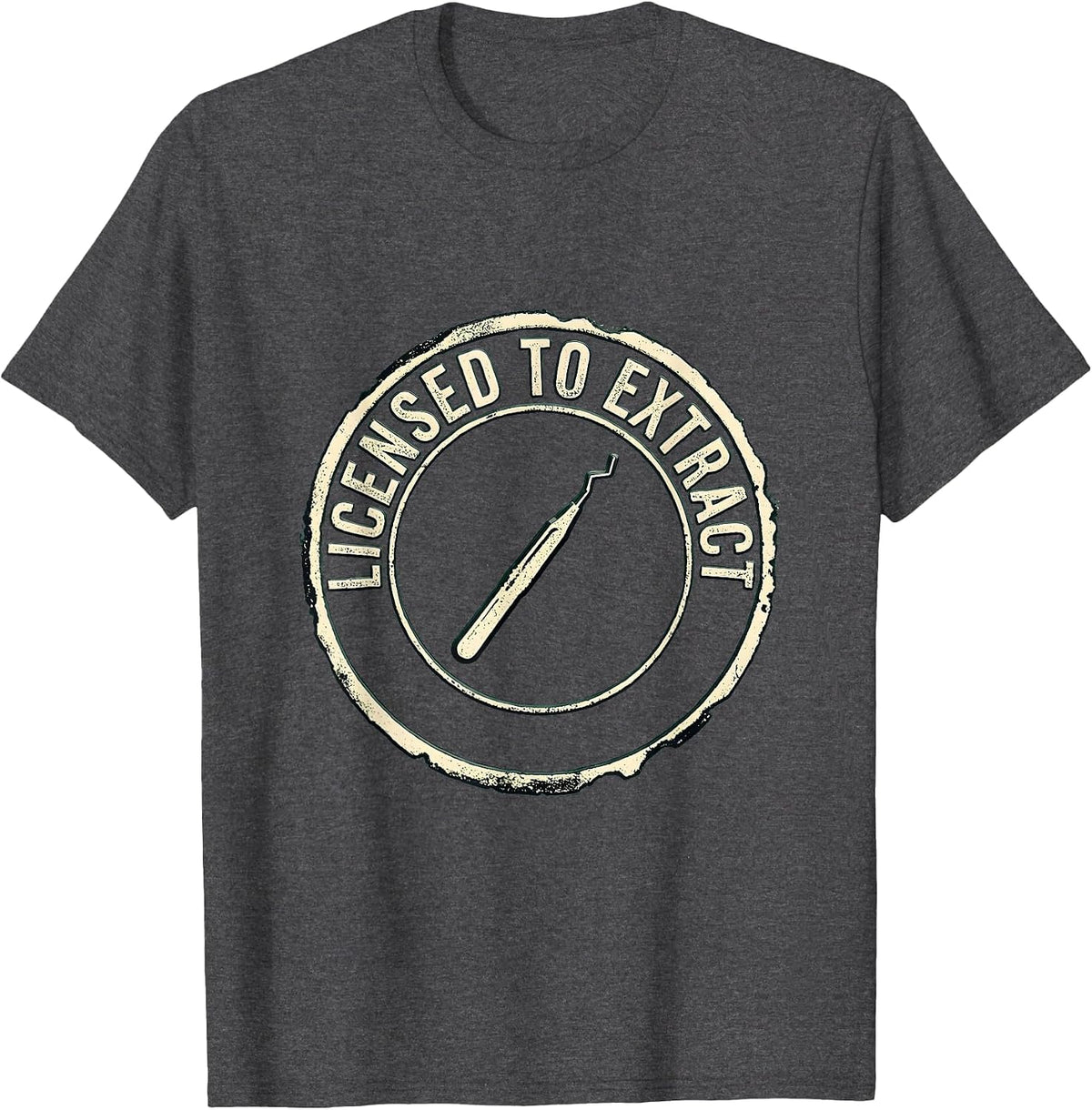 Men's Licensed To Extract Rubber Stamp Esthetician Skincare T-Shirt - Dark Heather Grey