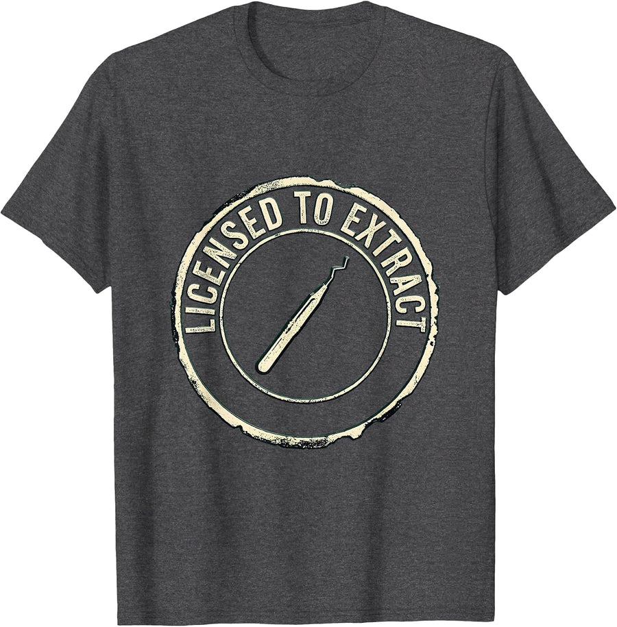 Men's Licensed To Extract Rubber Stamp Esthetician Skincare T-Shirt - Dark Heather Grey