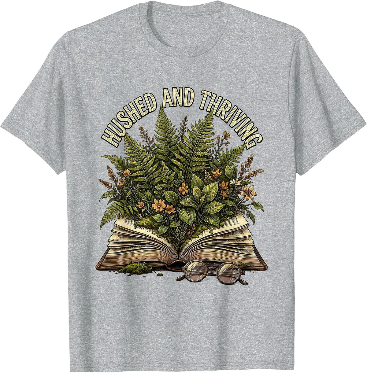 Men's Hushed and Thriving Librarian Graphic Design T-Shirt - Heather Grey