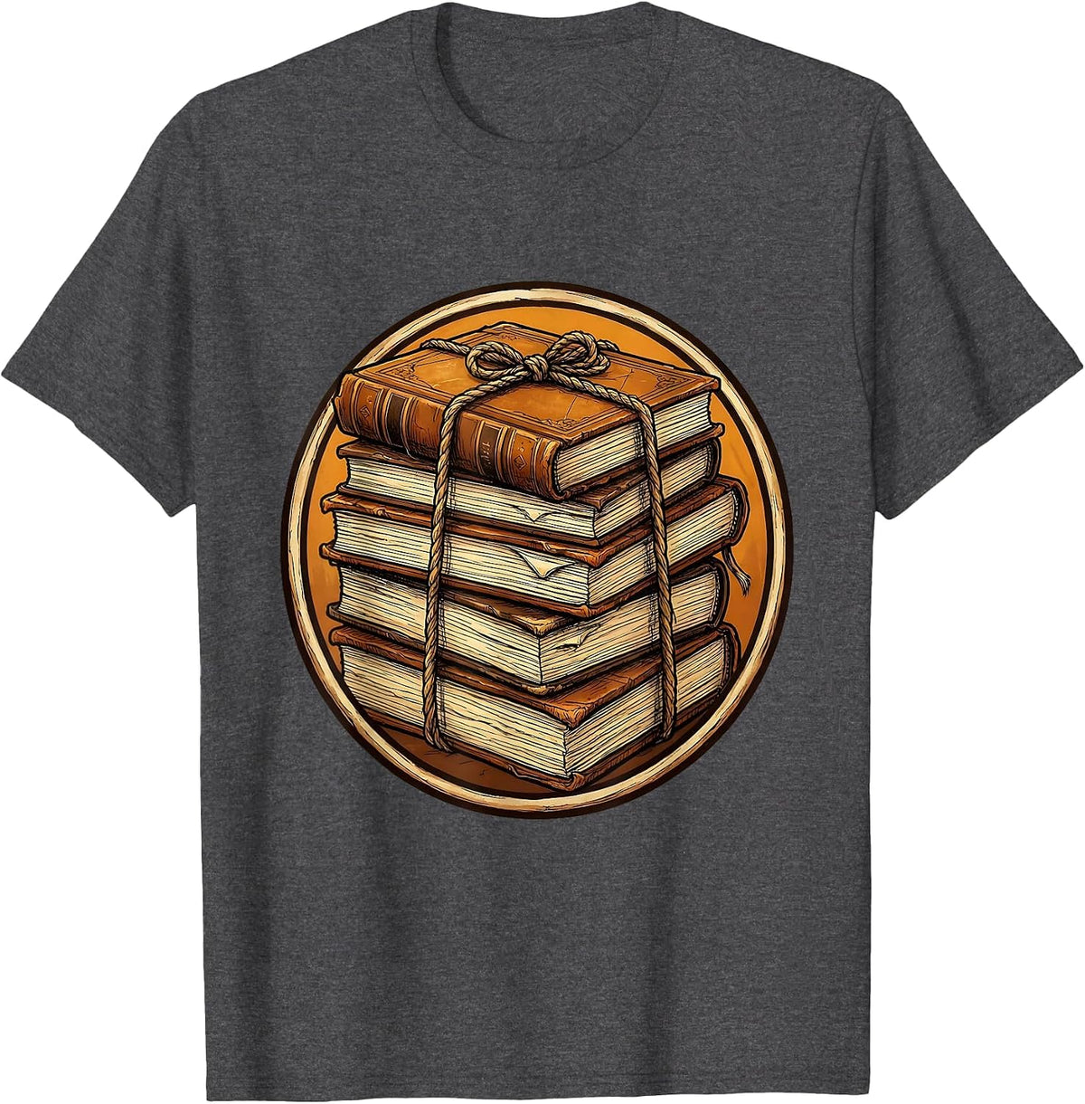 Worn Textbooks Stack Tied With Rope Teacher Gift T-Shirt - Dark Heather Grey