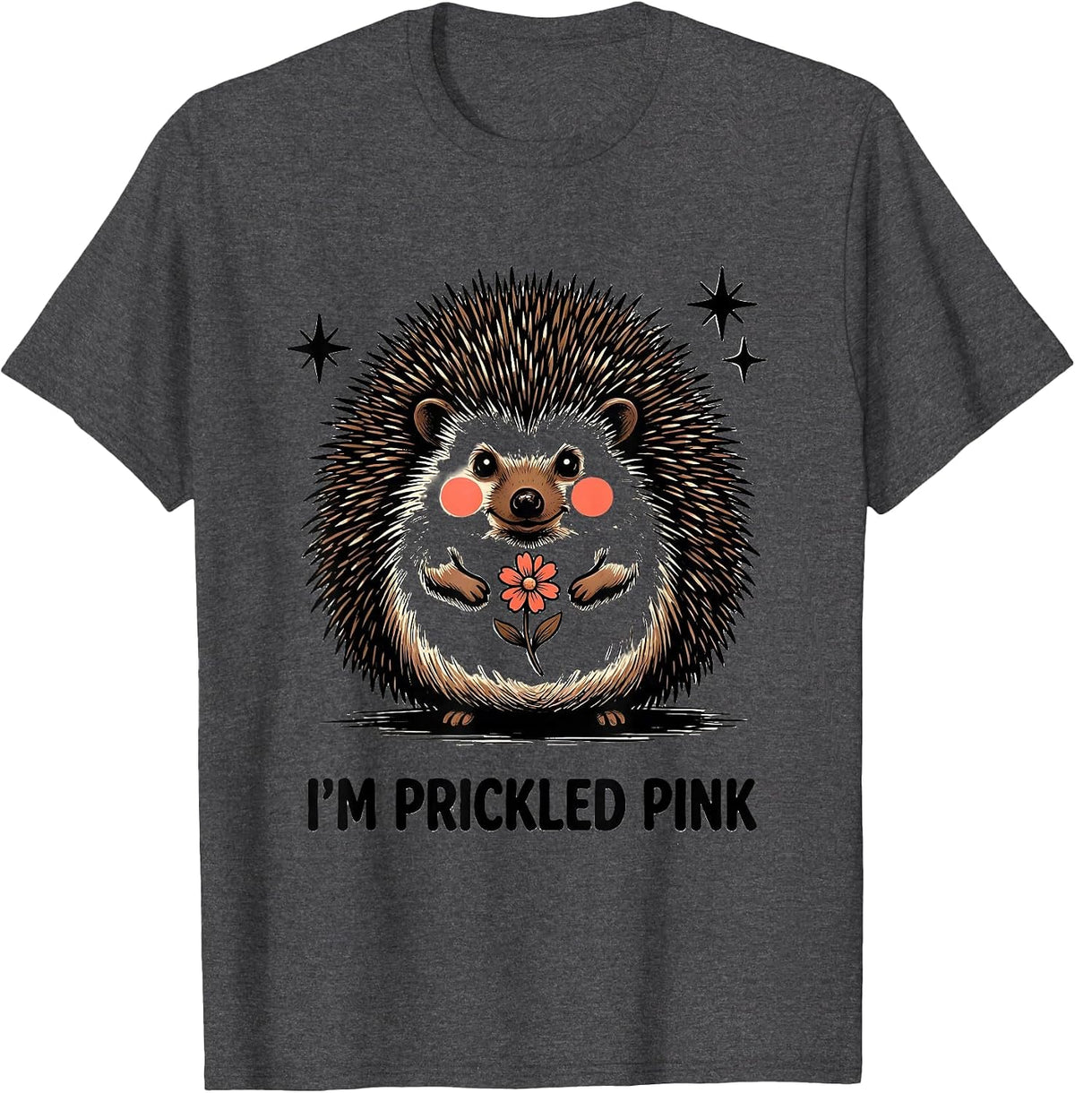I’m Prickled Pink Cute Hedgehog Lover Cartoon Humor T-Shirt - Dark Heather Grey