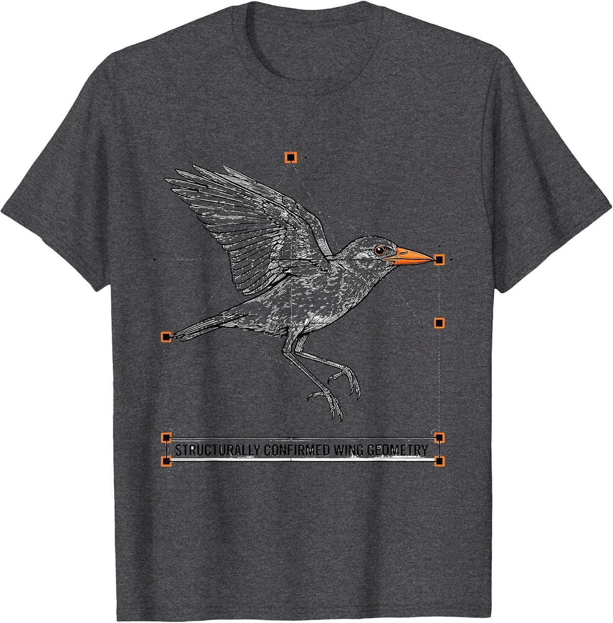 Structurally Confirmed Wing Geometry Funny Math Teacher Bird T-Shirt - Dark Heather Grey