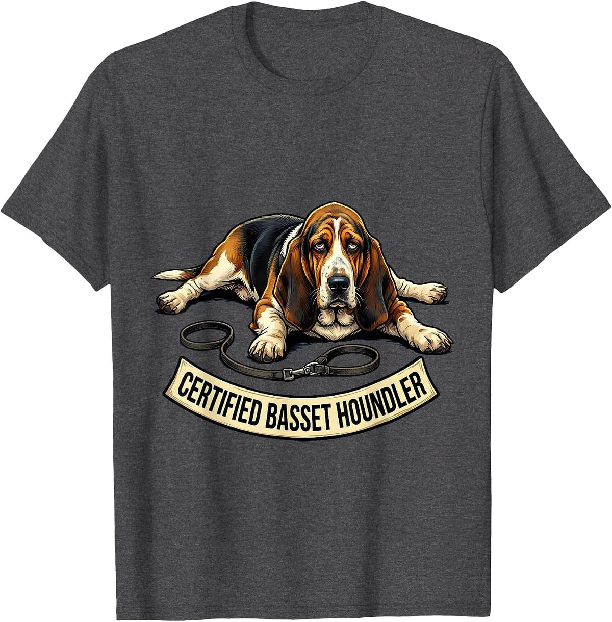 Men's Certified Basset Houndler Funny Dog Lover Gift T-Shirt - Dark Heather Grey