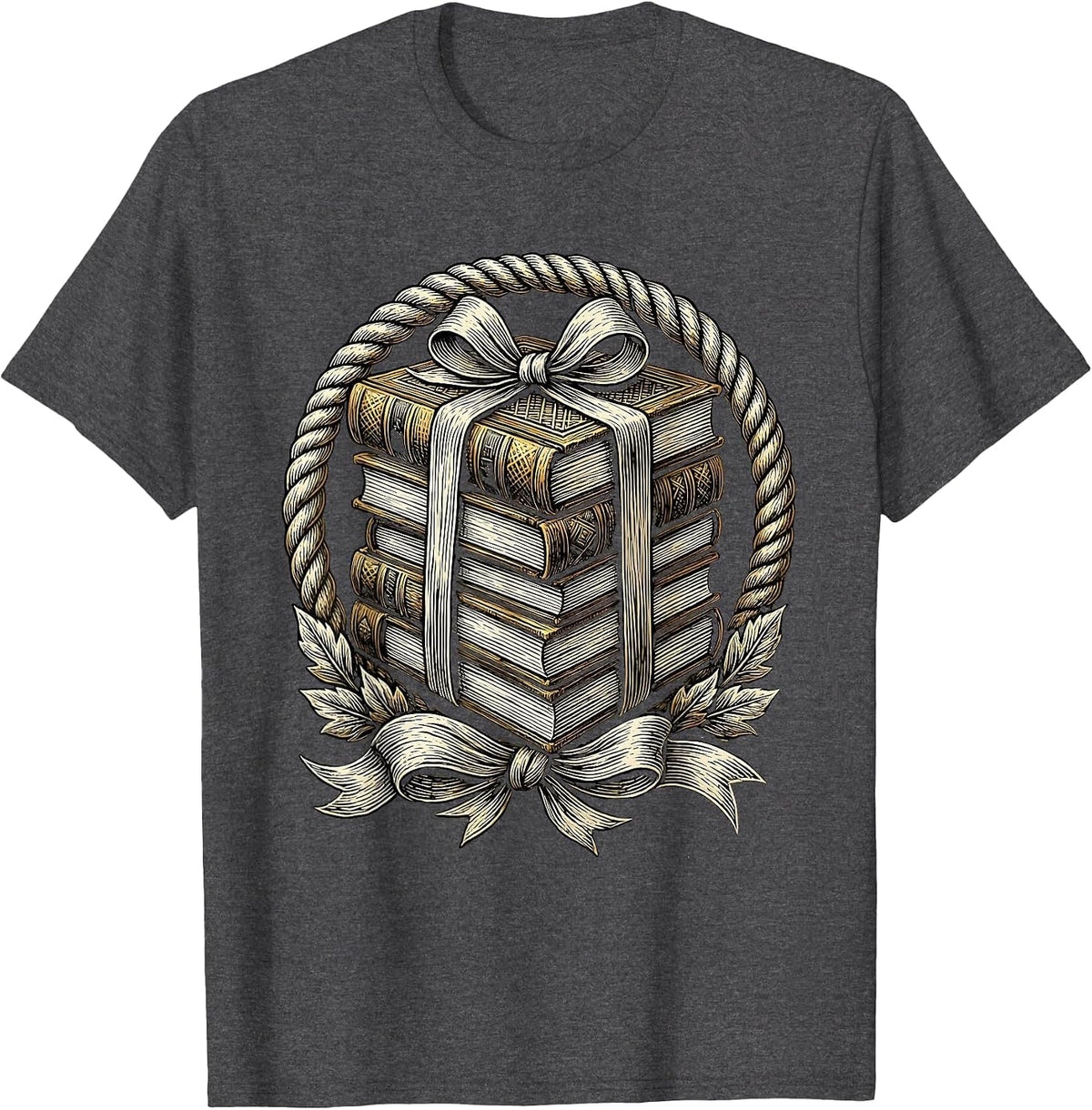 English Teacher Classic Novels Stack Graphic T-Shirt - Dark Heather Grey