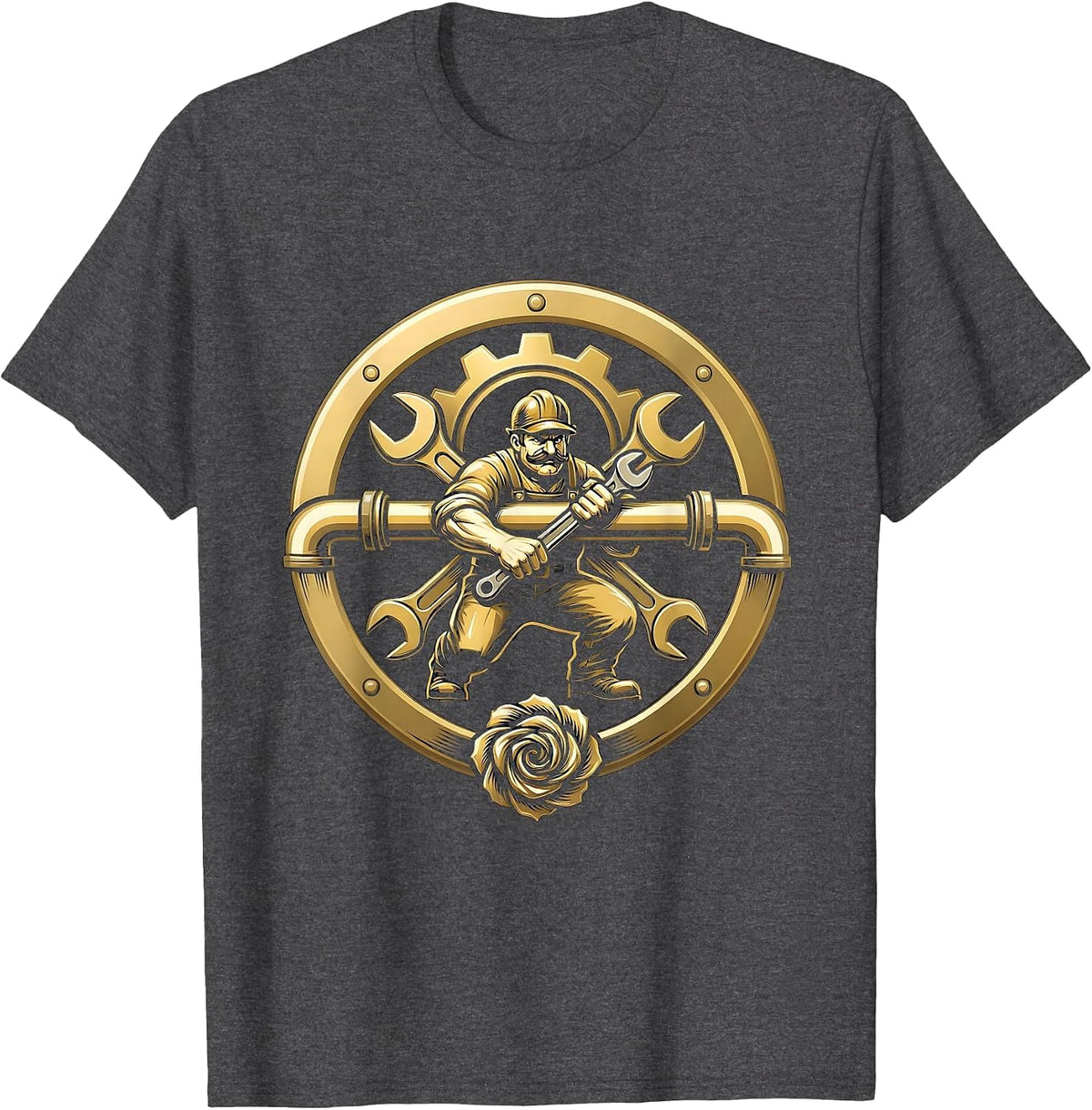 Labor Day Plumber Threading Pipe Basement Graphic T-Shirt - Dark Heather Grey