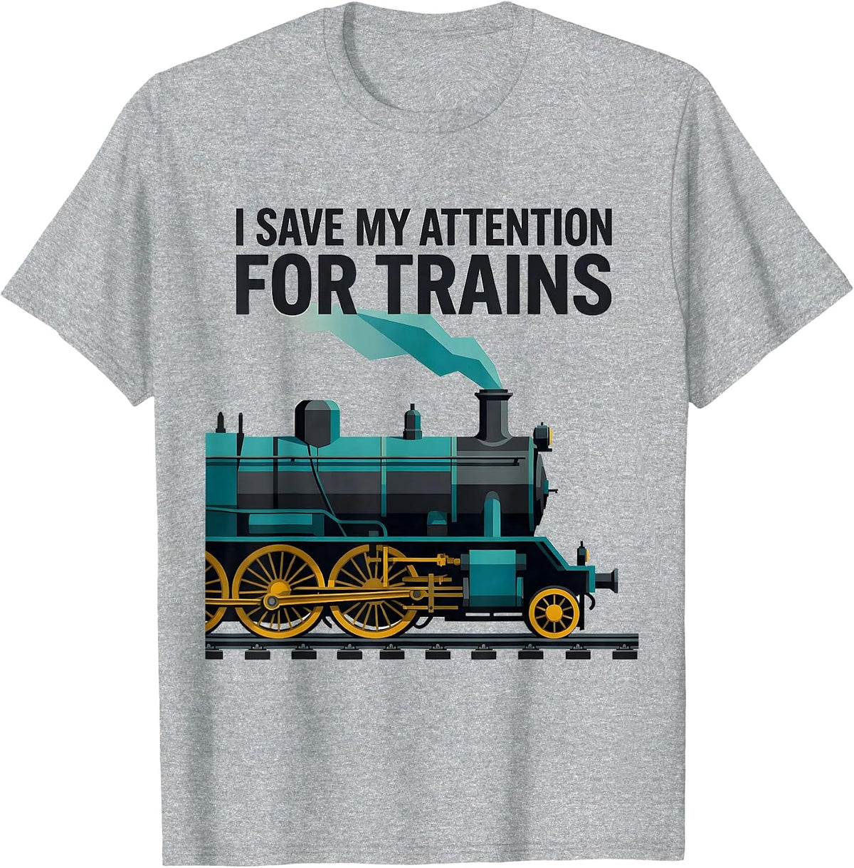 Men's I Save My Attention For Trains Funny Train Enthusiast T-Shirt - Heather Grey