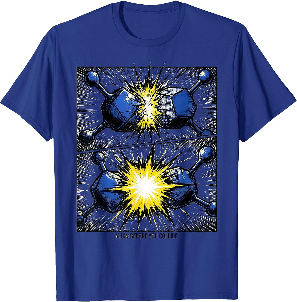 Men's Align Before You Collide Funny Chemistry Physics Science T-Shirt - Royal Blue