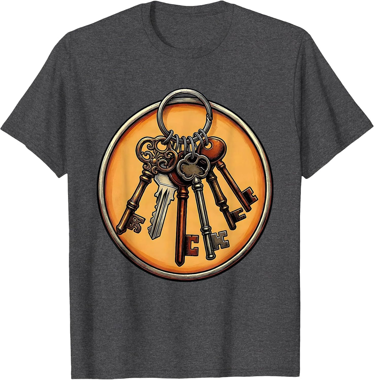 Men's Neurodiversity Unique Keys Cluster Graphic Design T-Shirt - Dark Heather Grey