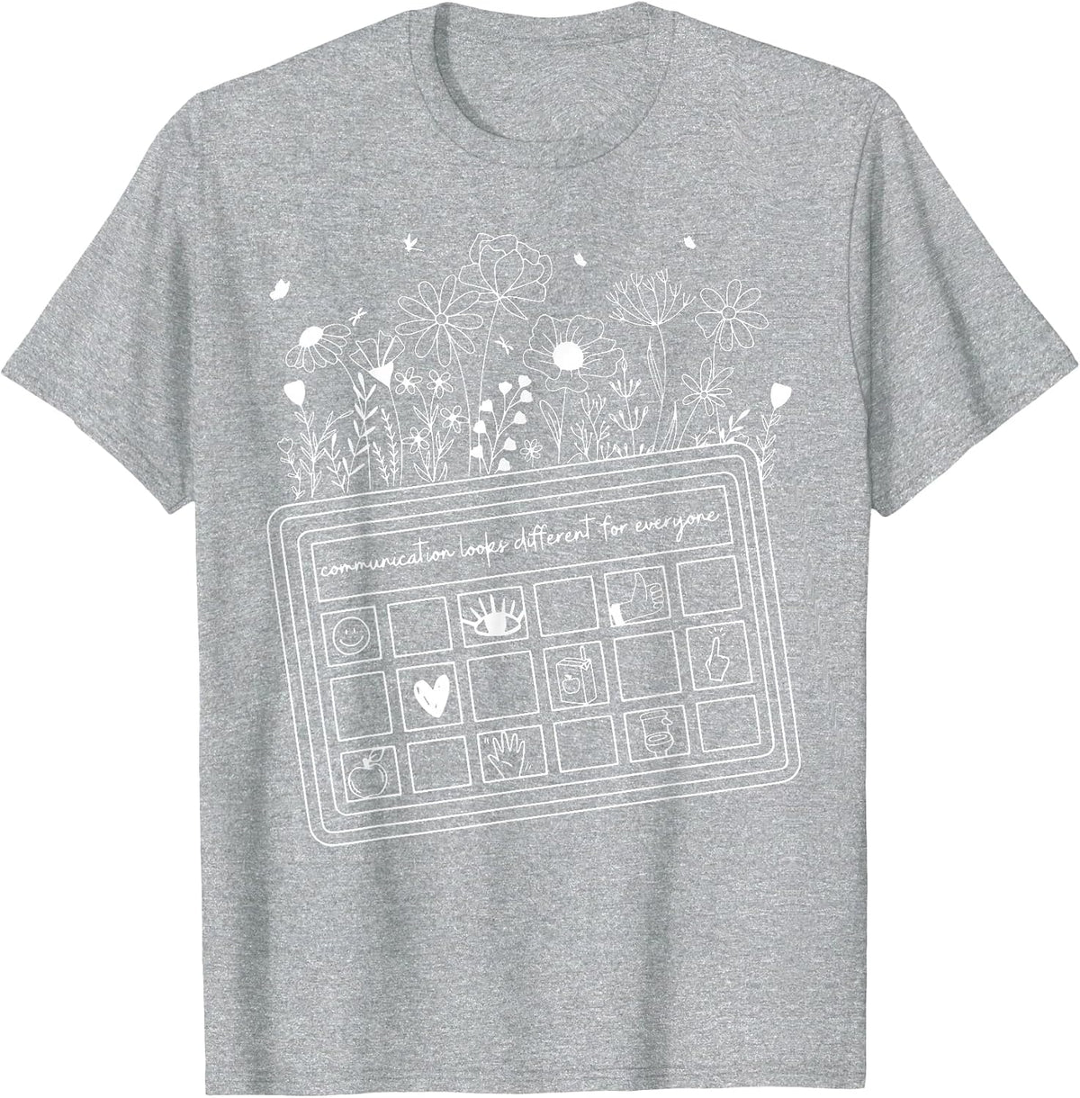 Floral Augmentative & Alternative Communication AAC SLP SPED T-Shirt - Heather Grey