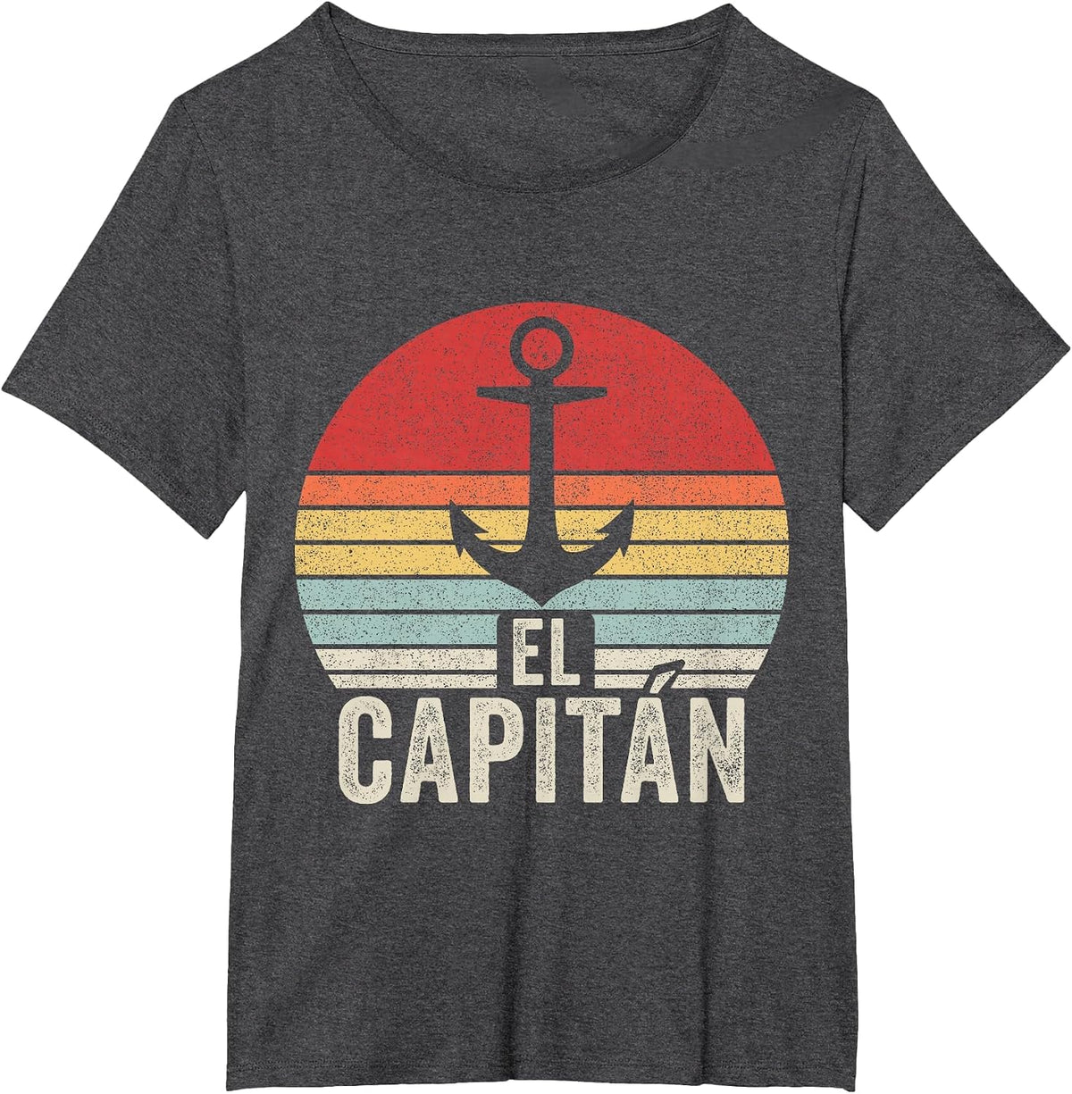 Vintage Retro El Capitan Captain Anchor Boat Sail T-Shirt - Dark Heather Grey