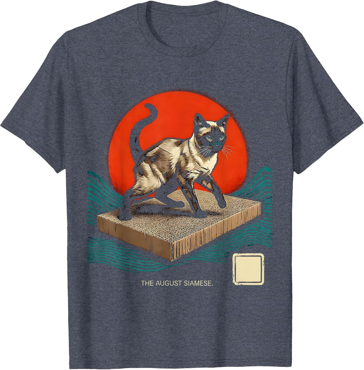 The August Siamese Funny Siamese Cat Anime Warrior Art T-Shirt - Heather Blue