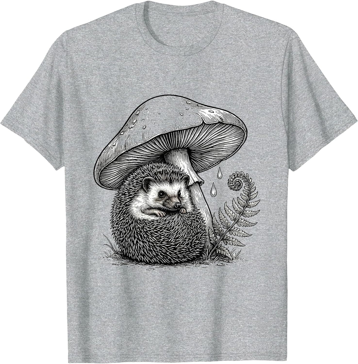 Men's Cute Hedgehog Round Art Animal Lover Gift T-Shirt - Heather Grey