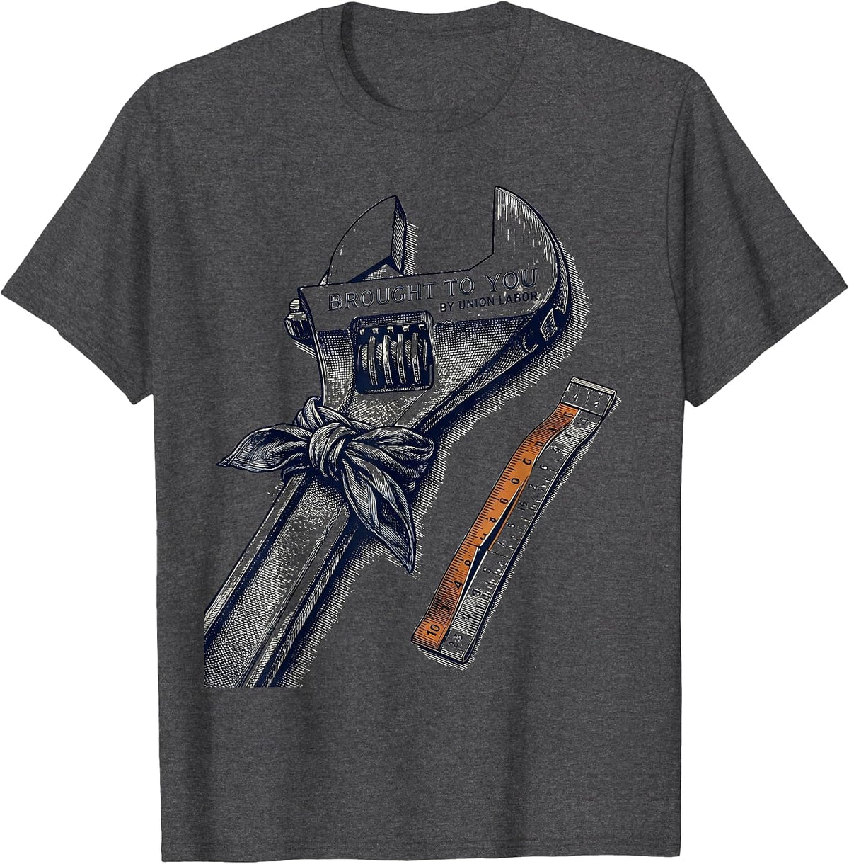 Brought To You By Union Labor Crosshatch Union Worker Pride T-Shirt - Dark Heather Grey