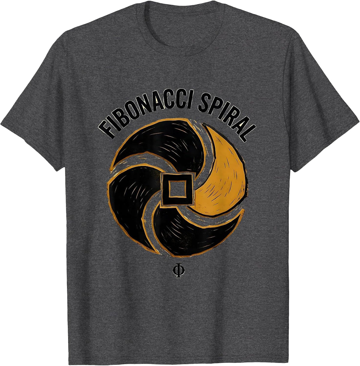 Men's Fibonacci Spiral Φ Sacred Geometry Math Enthusiast Gift T-Shirt - Dark Heather Grey