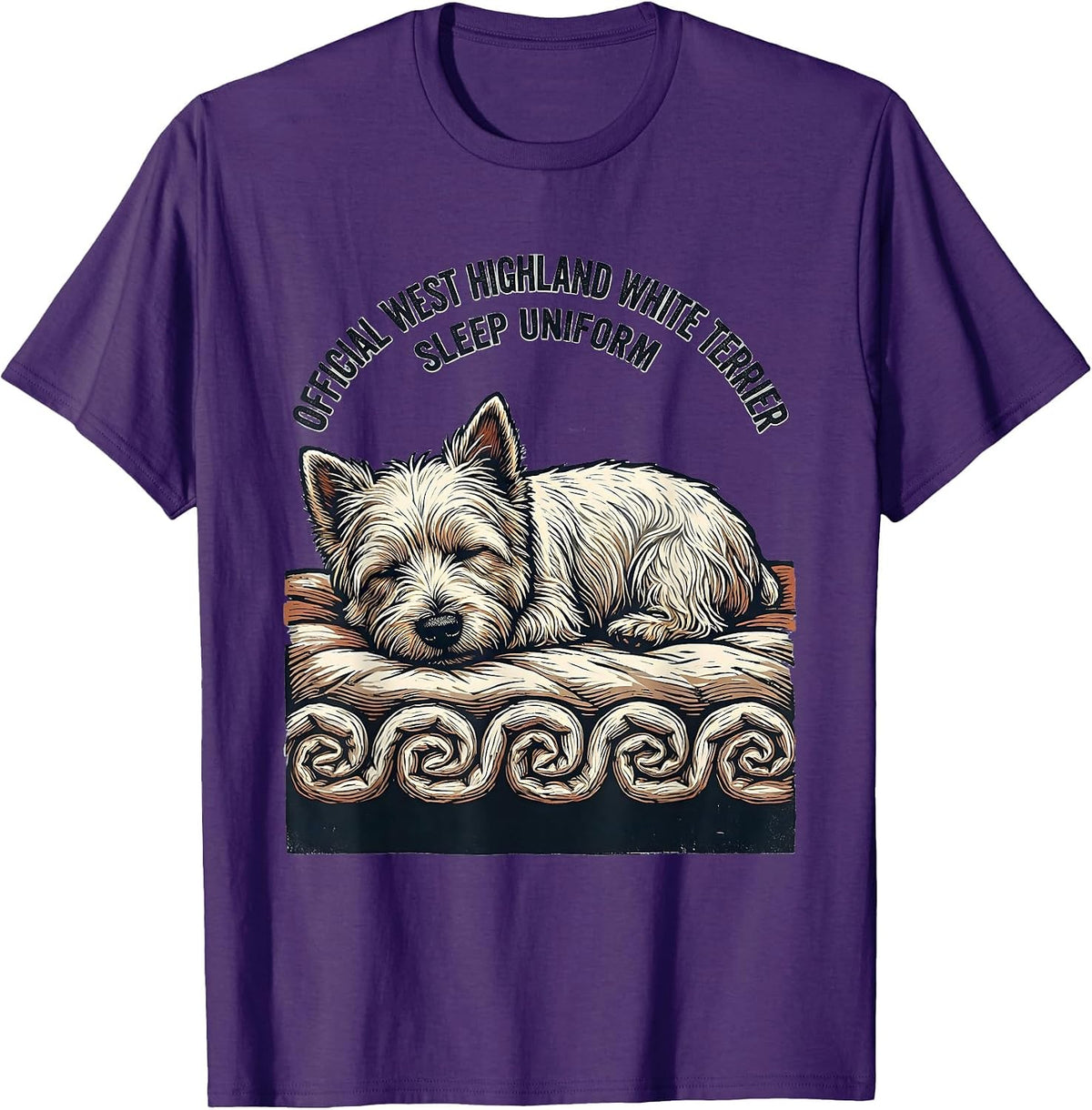 Official West Highland White Terrier Sleep Uniform Dog Lover T-Shirt - Purple