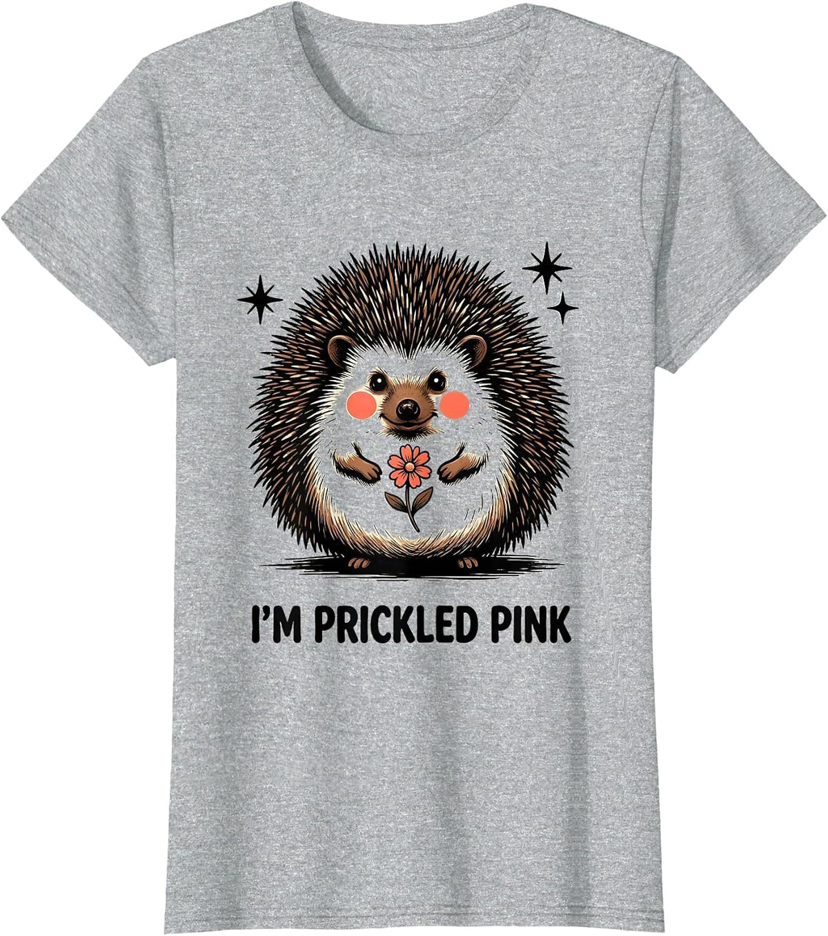 I’m Prickled Pink Cute Hedgehog Lover Cartoon Humor T-Shirt - Heather Grey