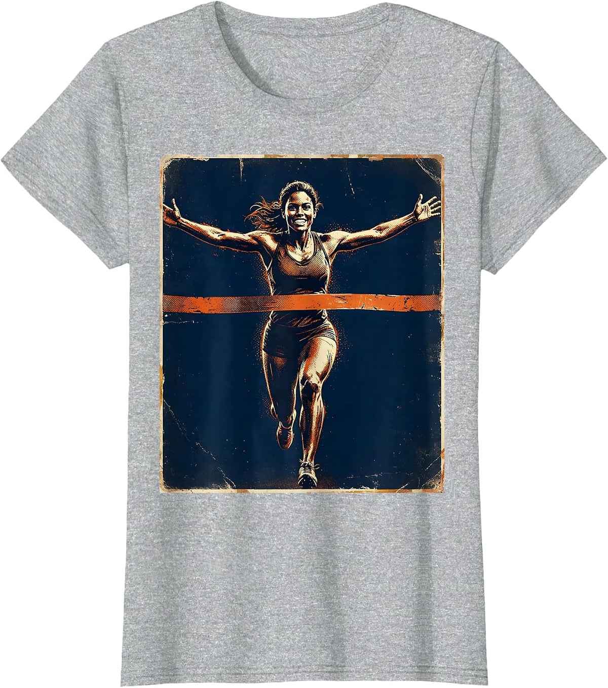 HBCU Track Athlete Breaking Finish Line Graphic T-Shirt - Heather Grey