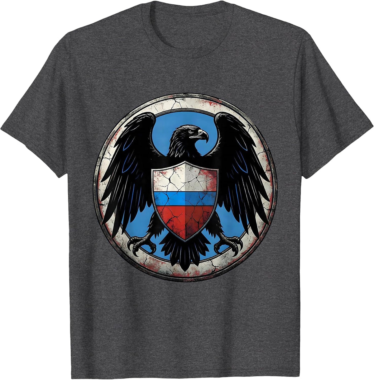 Men's Thin Blue Line Shield Eagle Wings Graphic T-Shirt - Dark Heather Grey