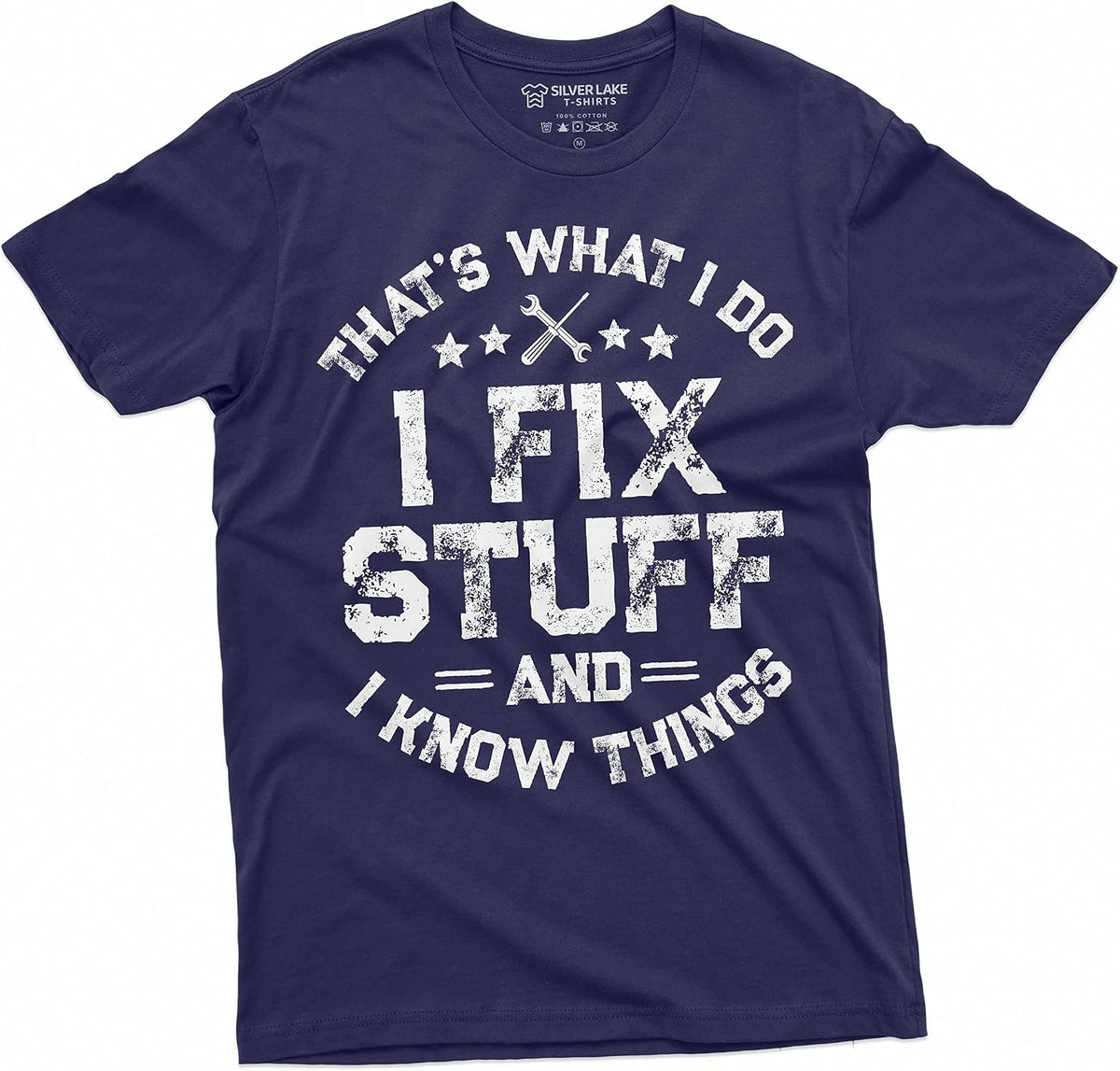 Men's Funny I fix Stuff T-Shirt Mechanic Engineer Garage Tee Shirt - Navy Blue
