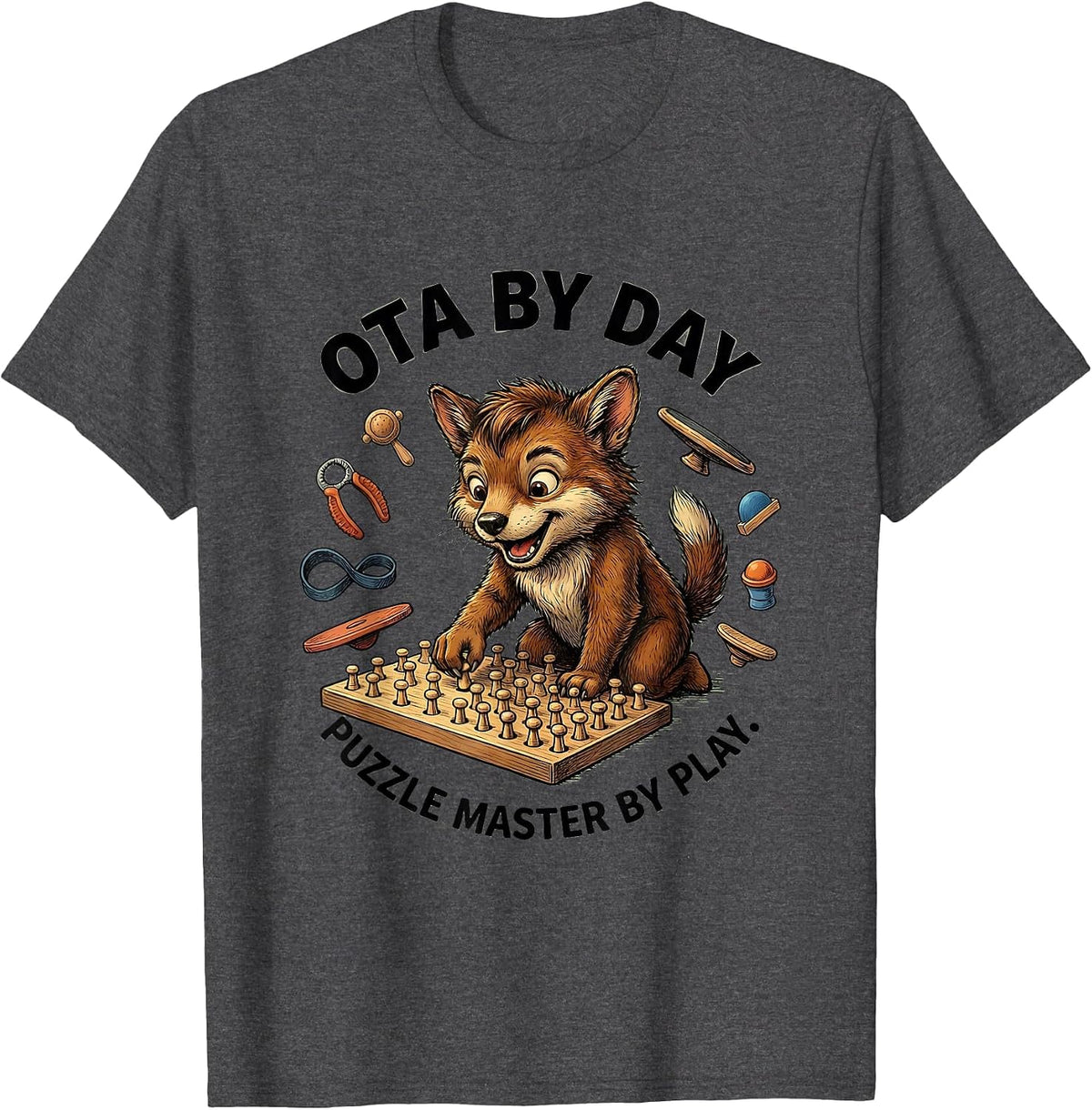 Men's OTA By Day Puzzle Master By Play Retro Occupational Therapy T-Shirt - Dark Heather Grey