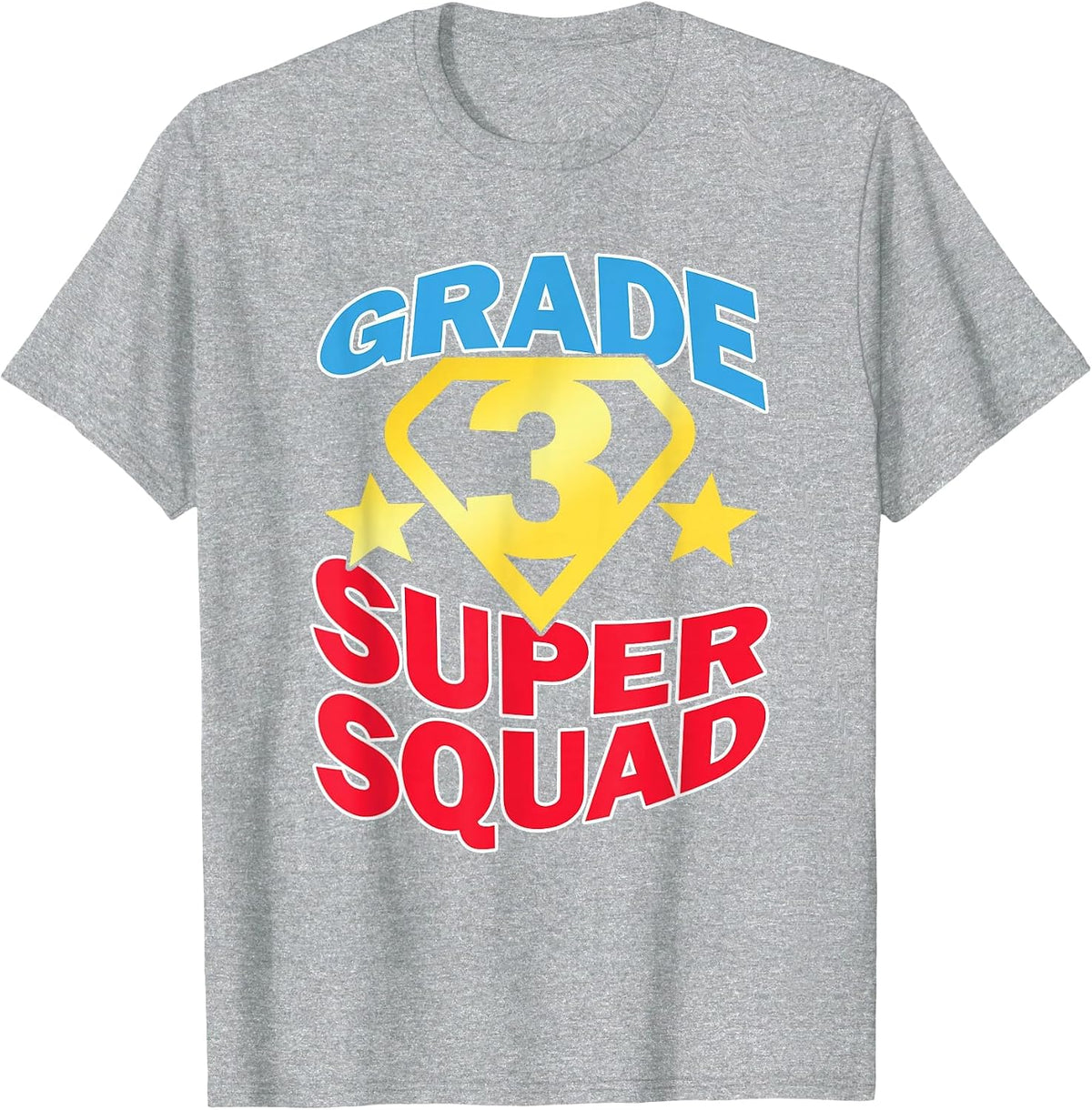 Grade 3 Super Squad Superhero Teacher Team T-Shirt - Heather Grey
