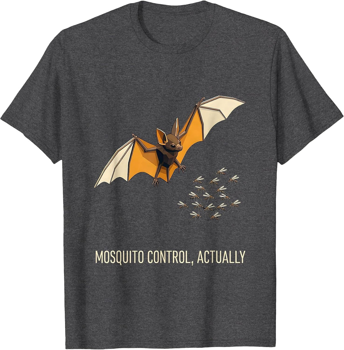 Mosquito Control, Actually Funny Bat Lover Vintage Halloween T-Shirt - Dark Heather Grey
