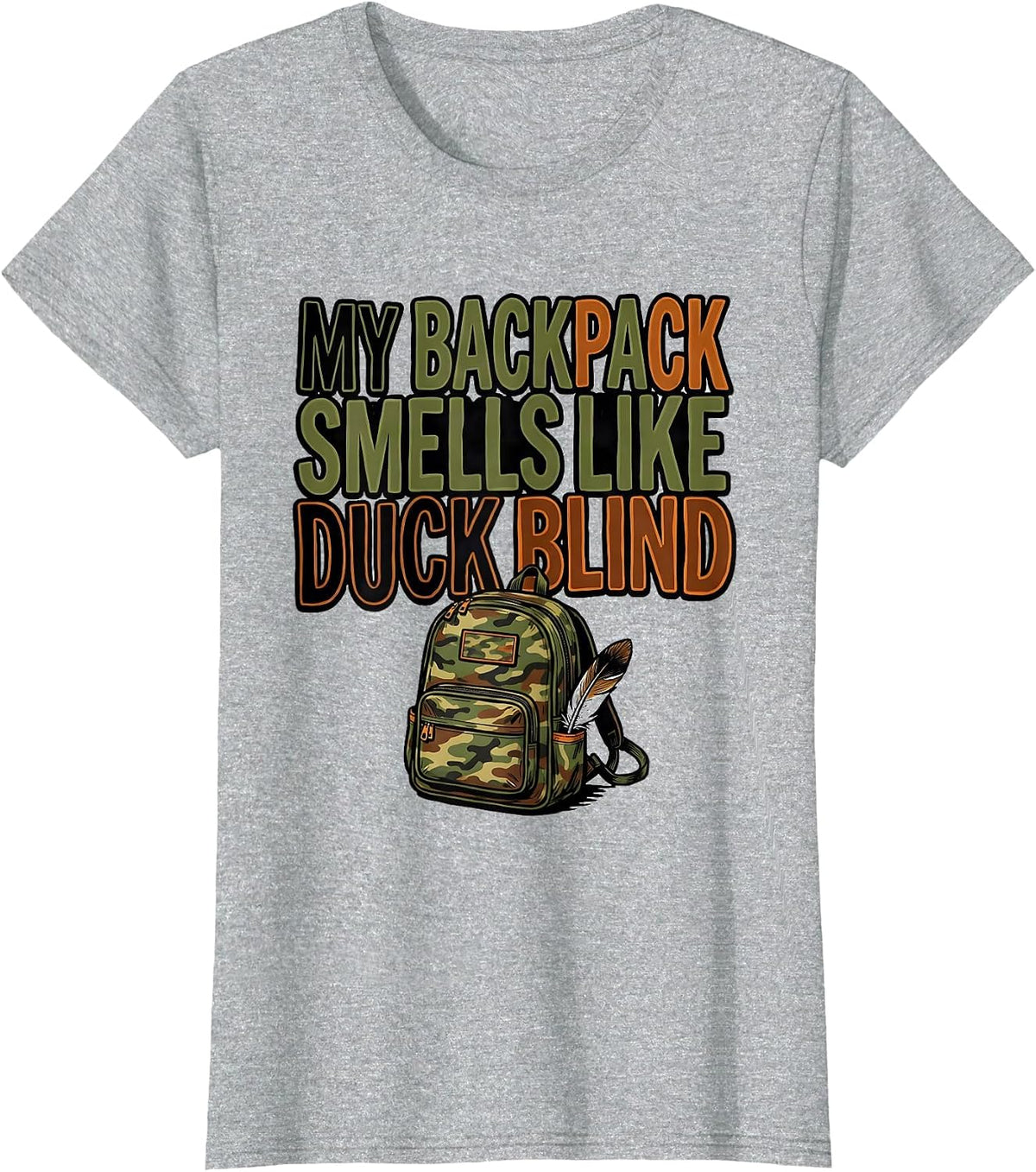 My Backpack Smells Like Duck Blind Funny Hunting Youth T-Shirt - Heather Grey